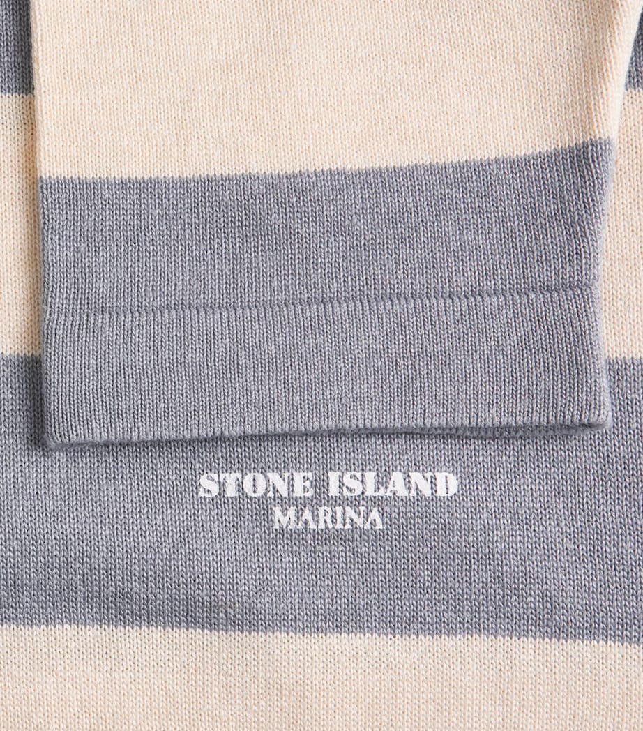 Stone Island Mens Cotton-Linen Stripe T-Shirt Image 6