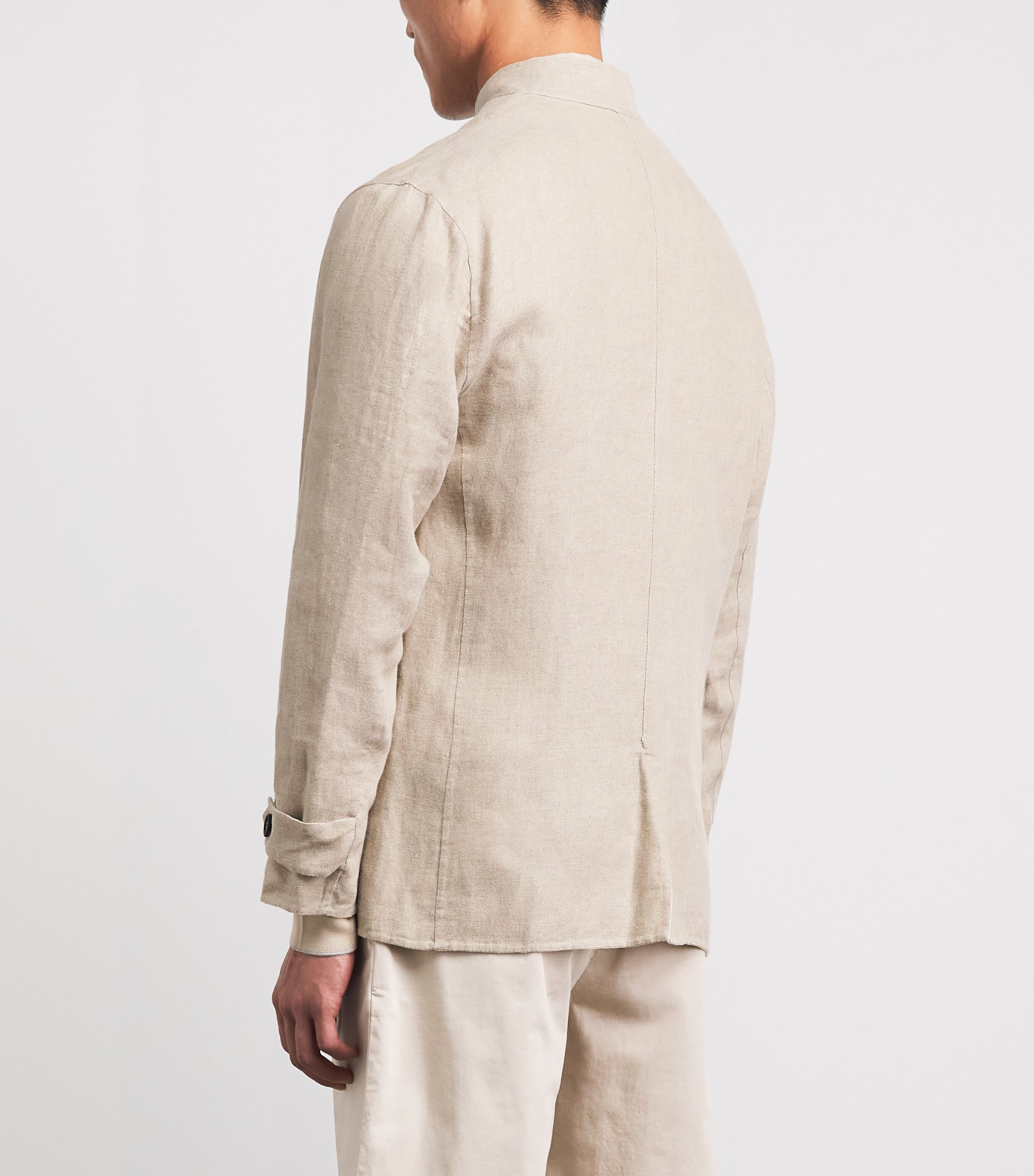 Eleventy Mens Linen-Silk Reversible Jacket Avorio, Sabbia Image 5