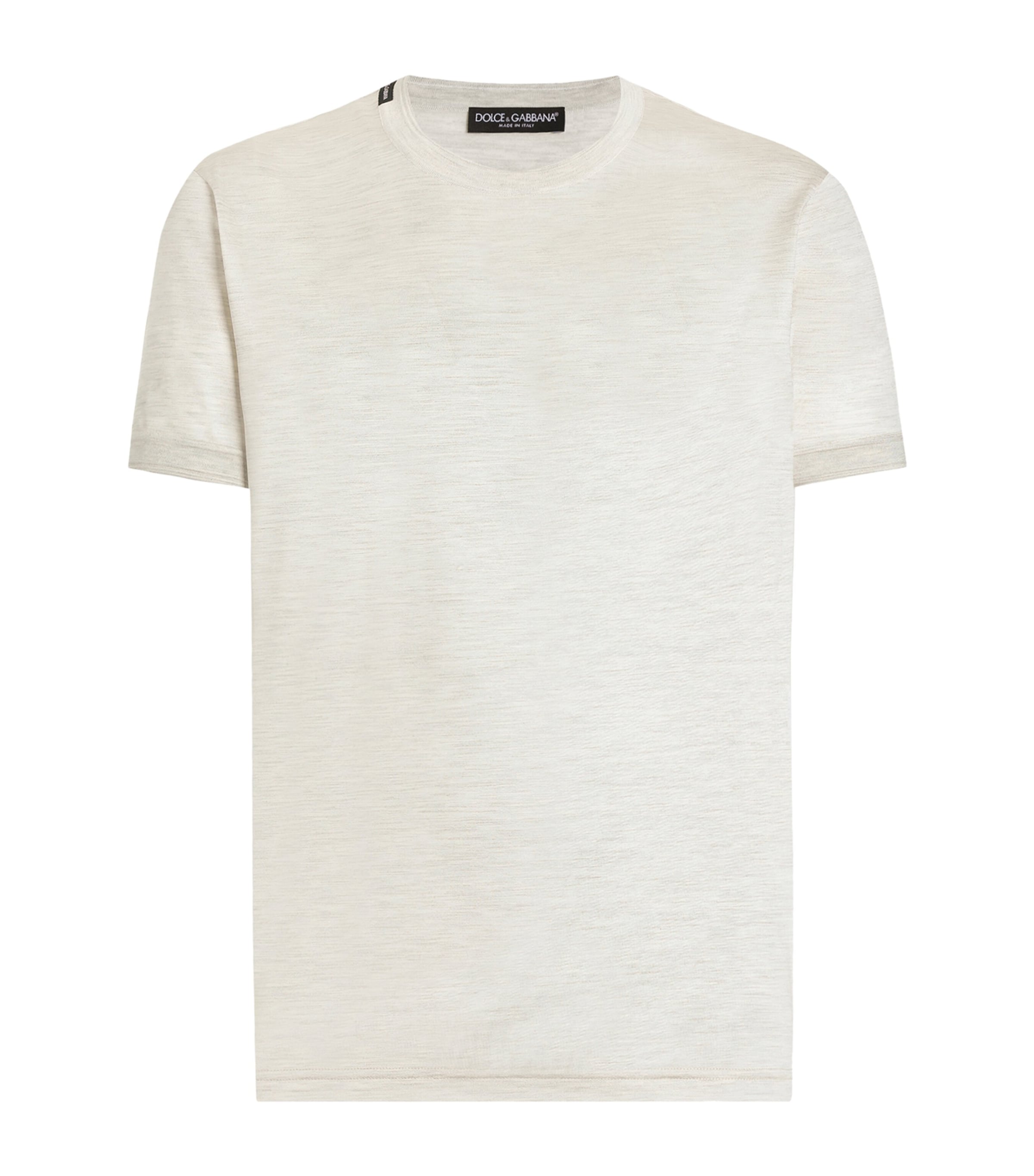 Dolce&Gabbana Mens Silk T-Shirt White Beige Hazelnut Image 1