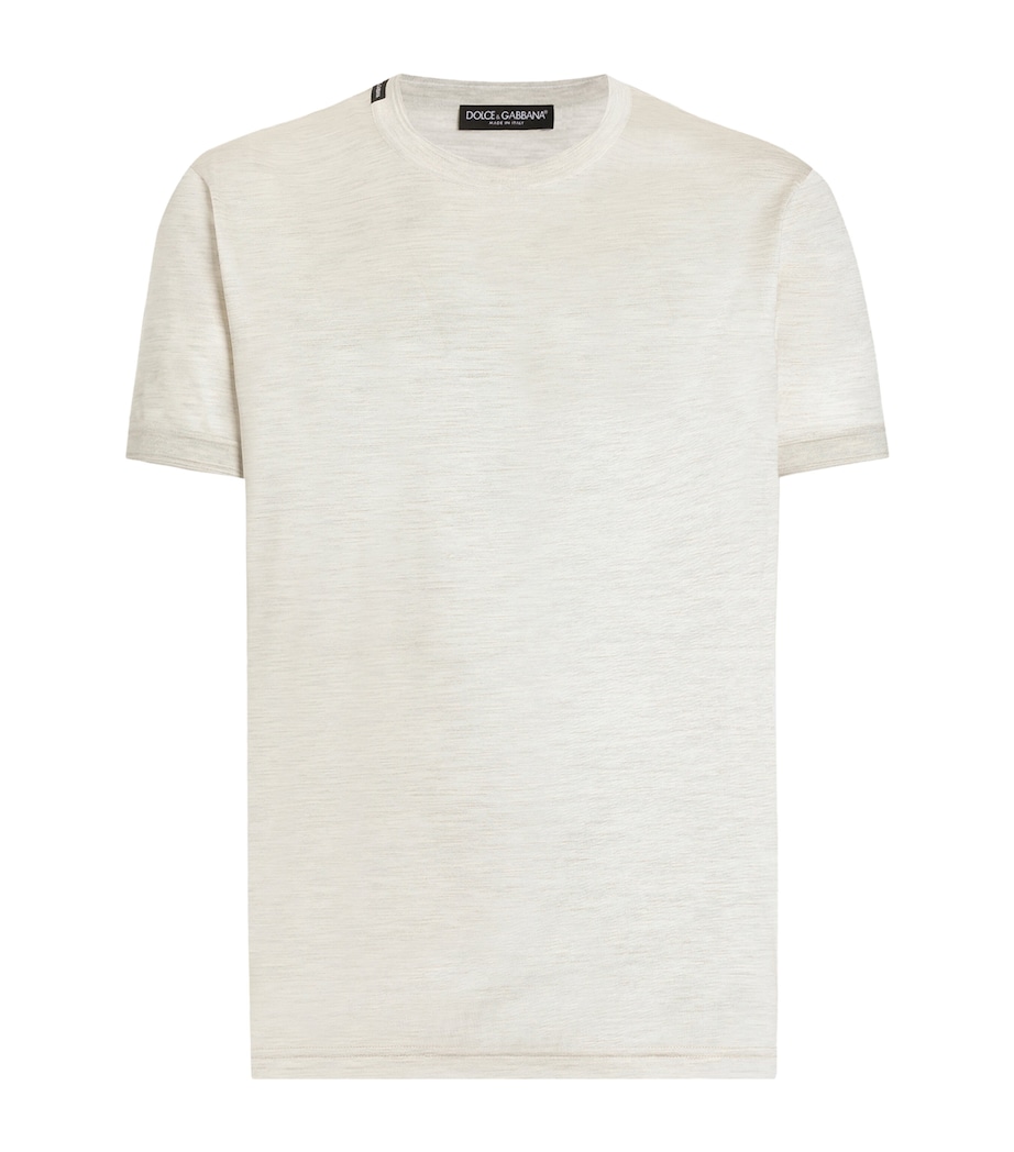 Dolce&Gabbana Mens Silk T-Shirt White Beige Hazelnut Image 1