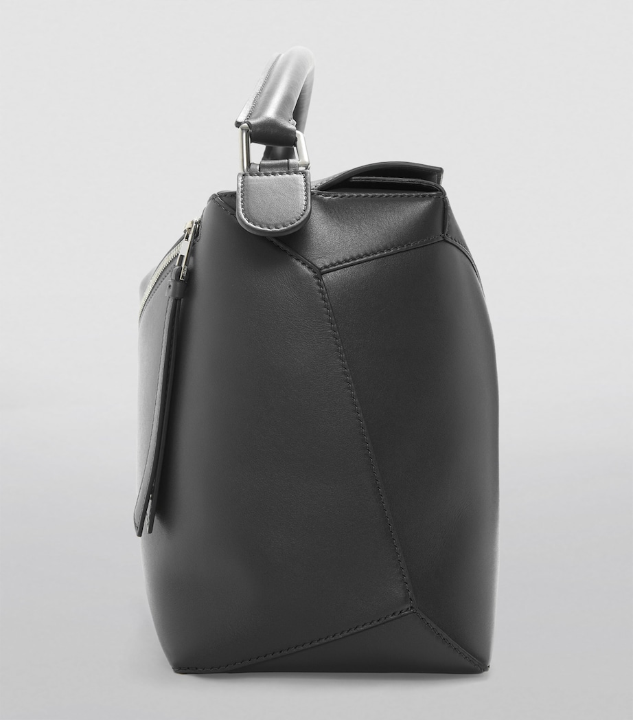 Leather Puzzle Top-Handle Bag BLACK Image 5