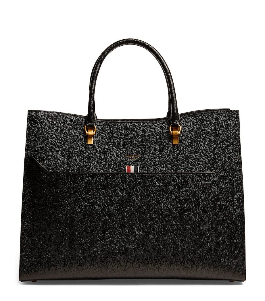 Large Leather Duet Tote Bag BLACK Image 1