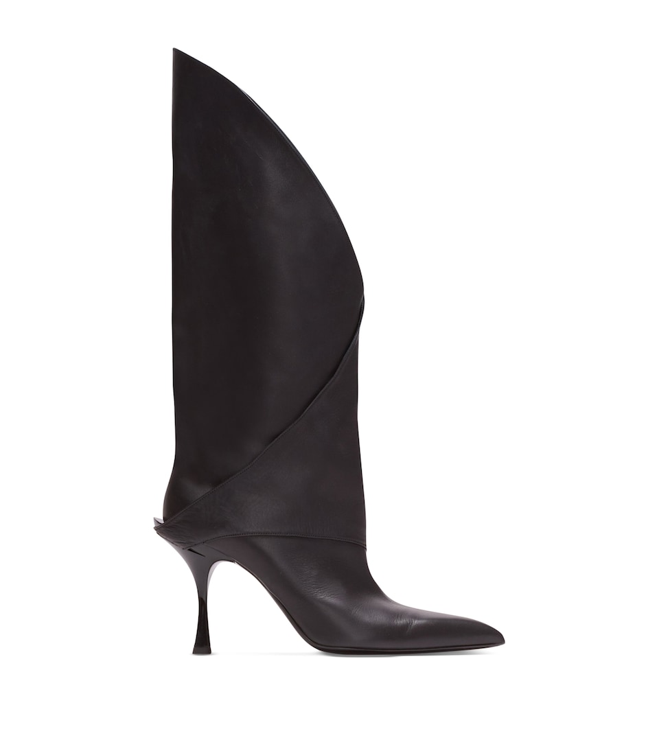 Balmain Leather Twist Heel Boots 95 Noir