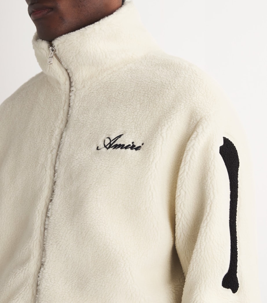 AMIRI Mens Fleece Bones Jacket Alabaster Image 6