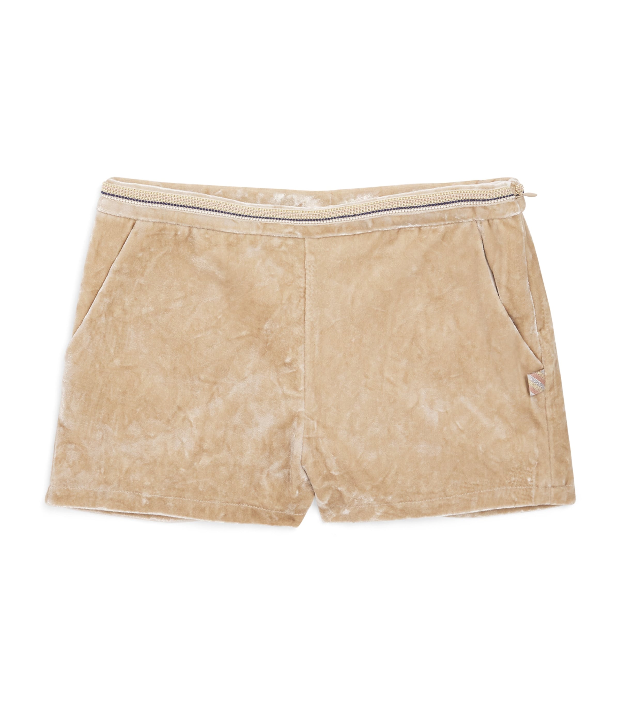 Shop Billieblush Velvet Shorts In Gold