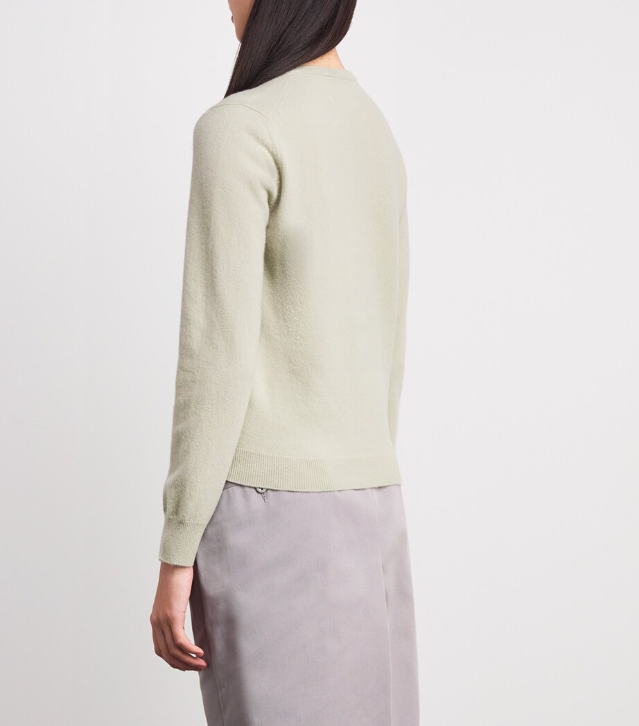 Maison Margiela Womens Virgin Wool Cardigan Pale Green Image 4