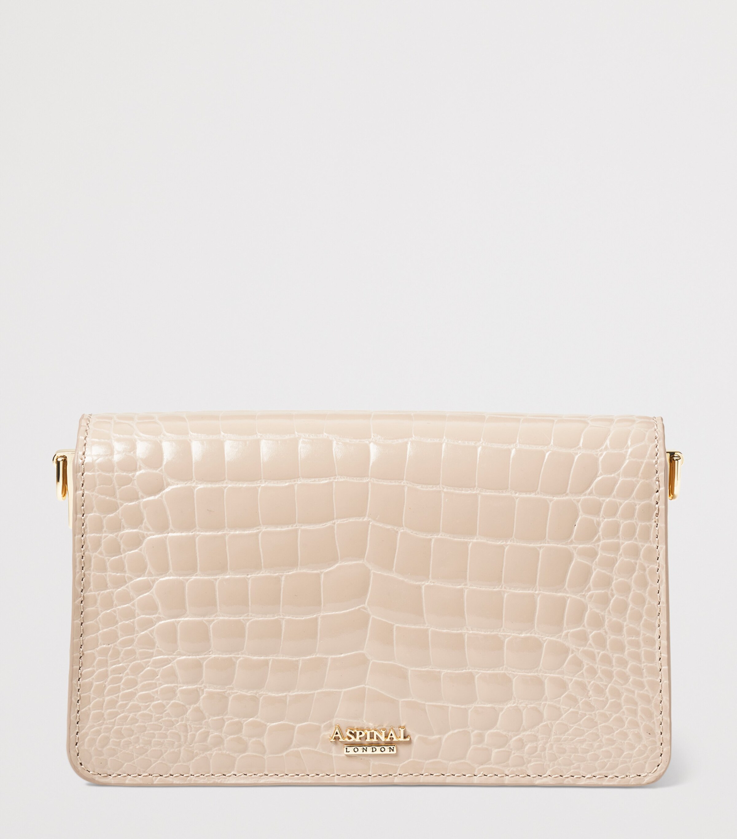 Aspinal Of London Croc-Embossed Leather Eliza Clutch Bag Taupe Image 3