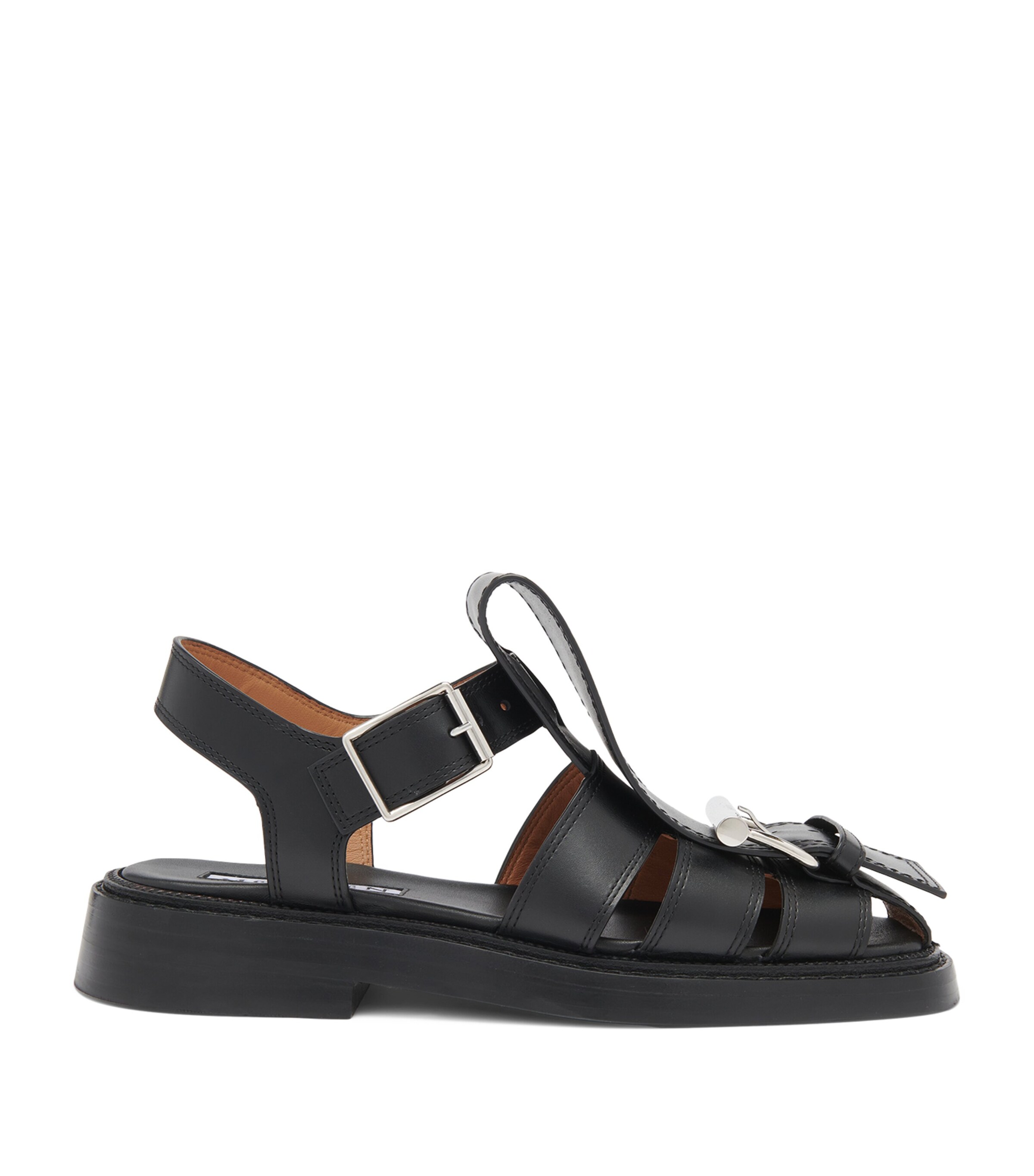 McQueen Leather T-Bar Caged Sandals 25 | Women Shoes | Sandals | Flat Sandals | Designers | McQueen
