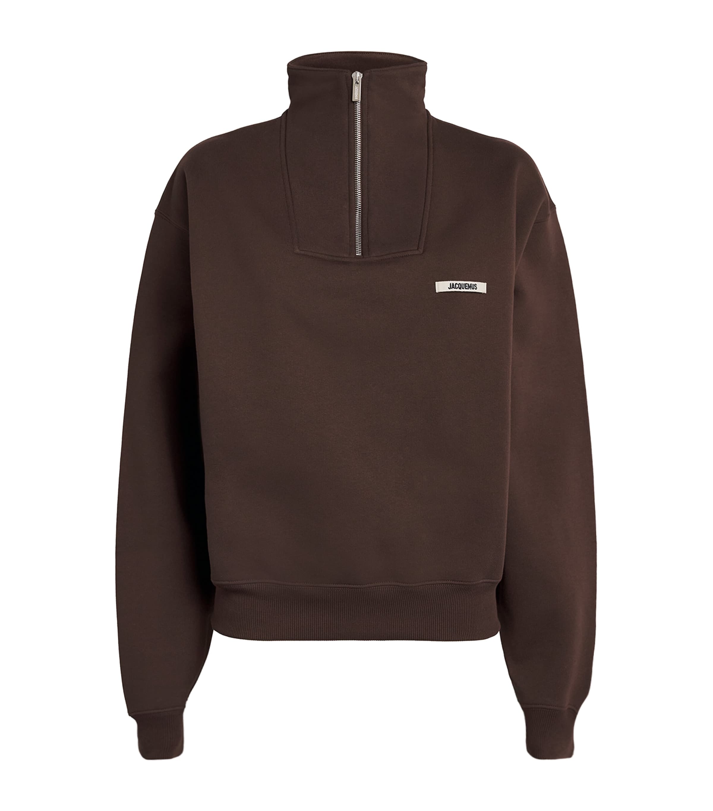 Jacquemus Cotton Grosgrain Logo Sweatshirt In Brown