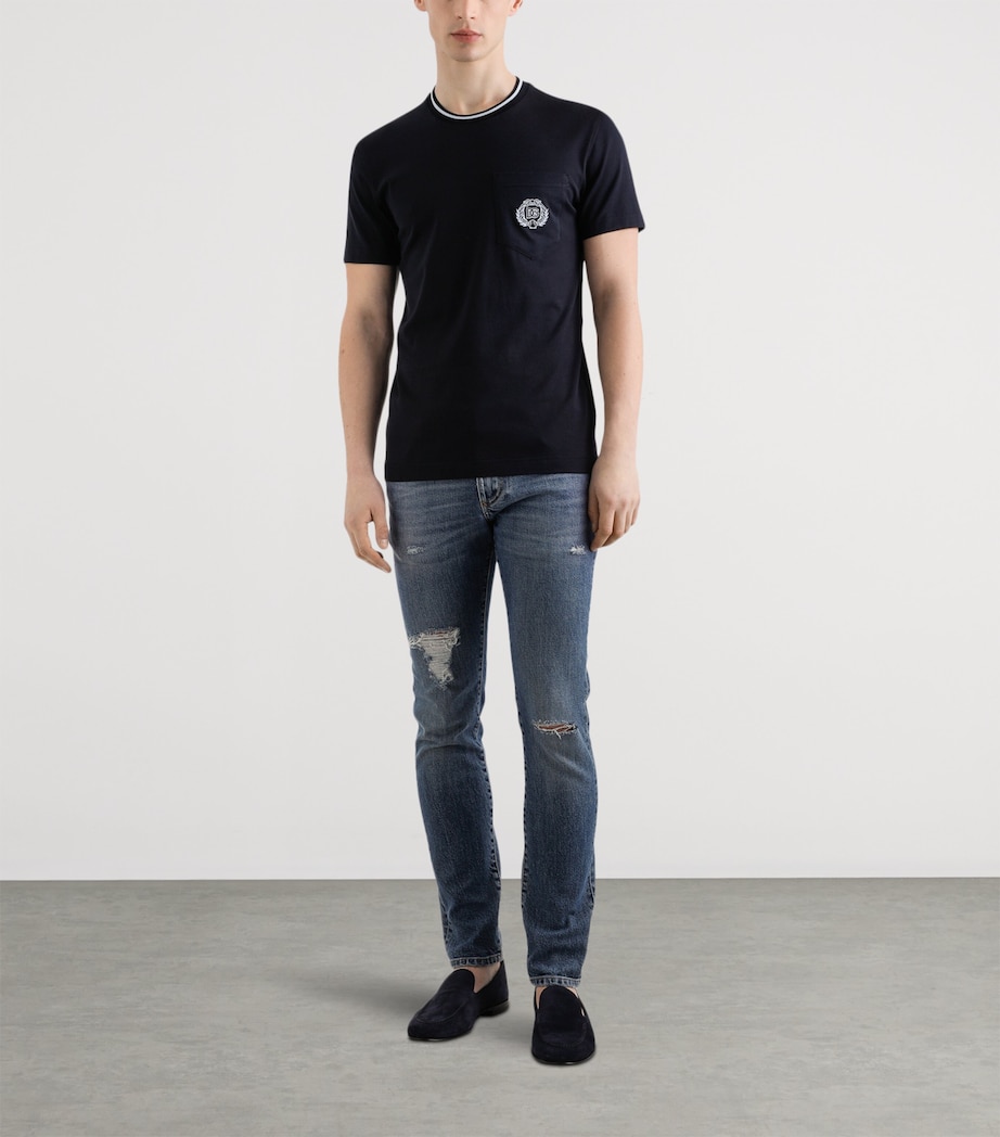 Cotton Embroidered Logo T-Shirt B0665-DARK BLUE Image 2