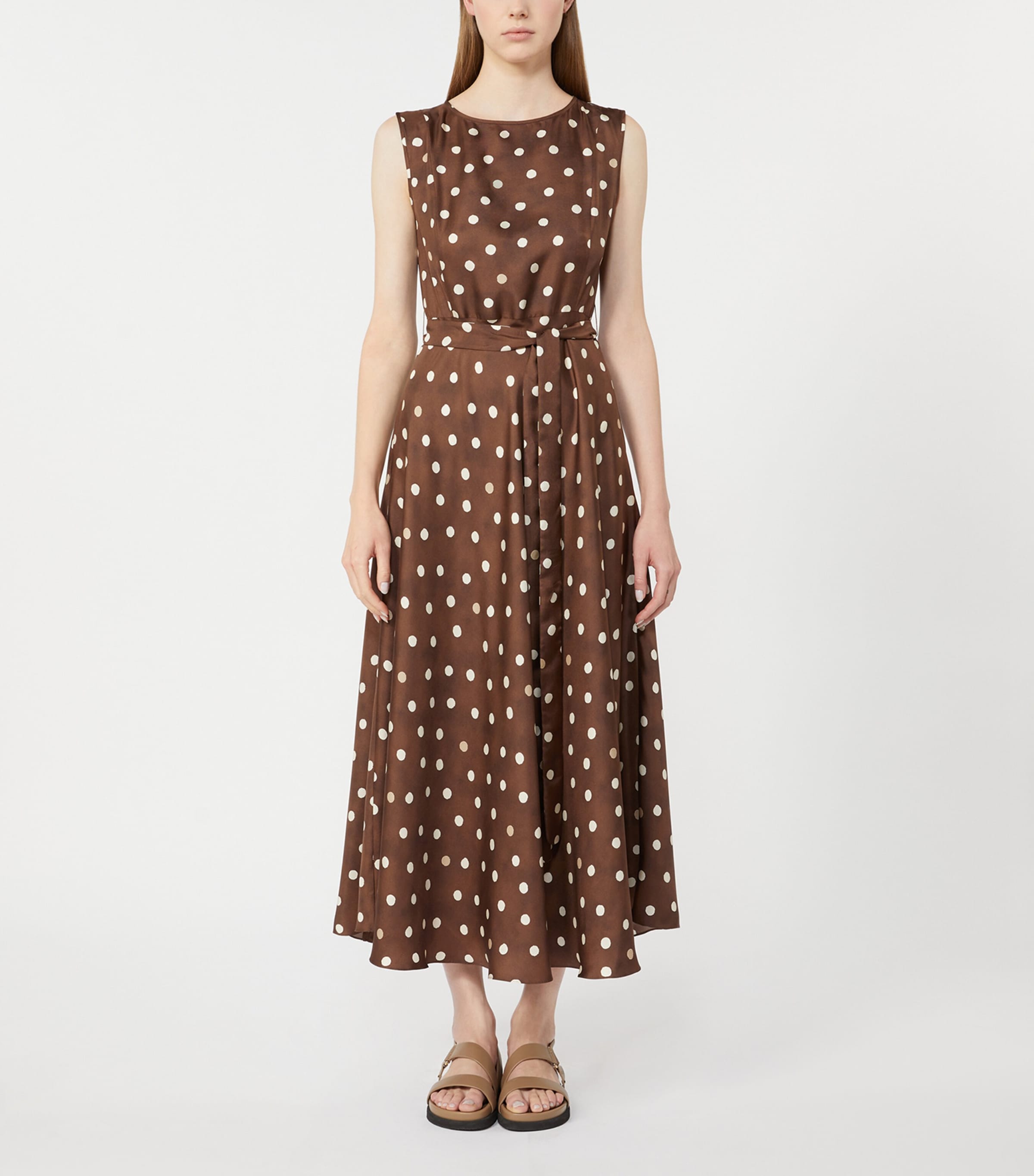 Max Mara Womens Silk Polka-Dot Martina Midi Dress Brown Image 2