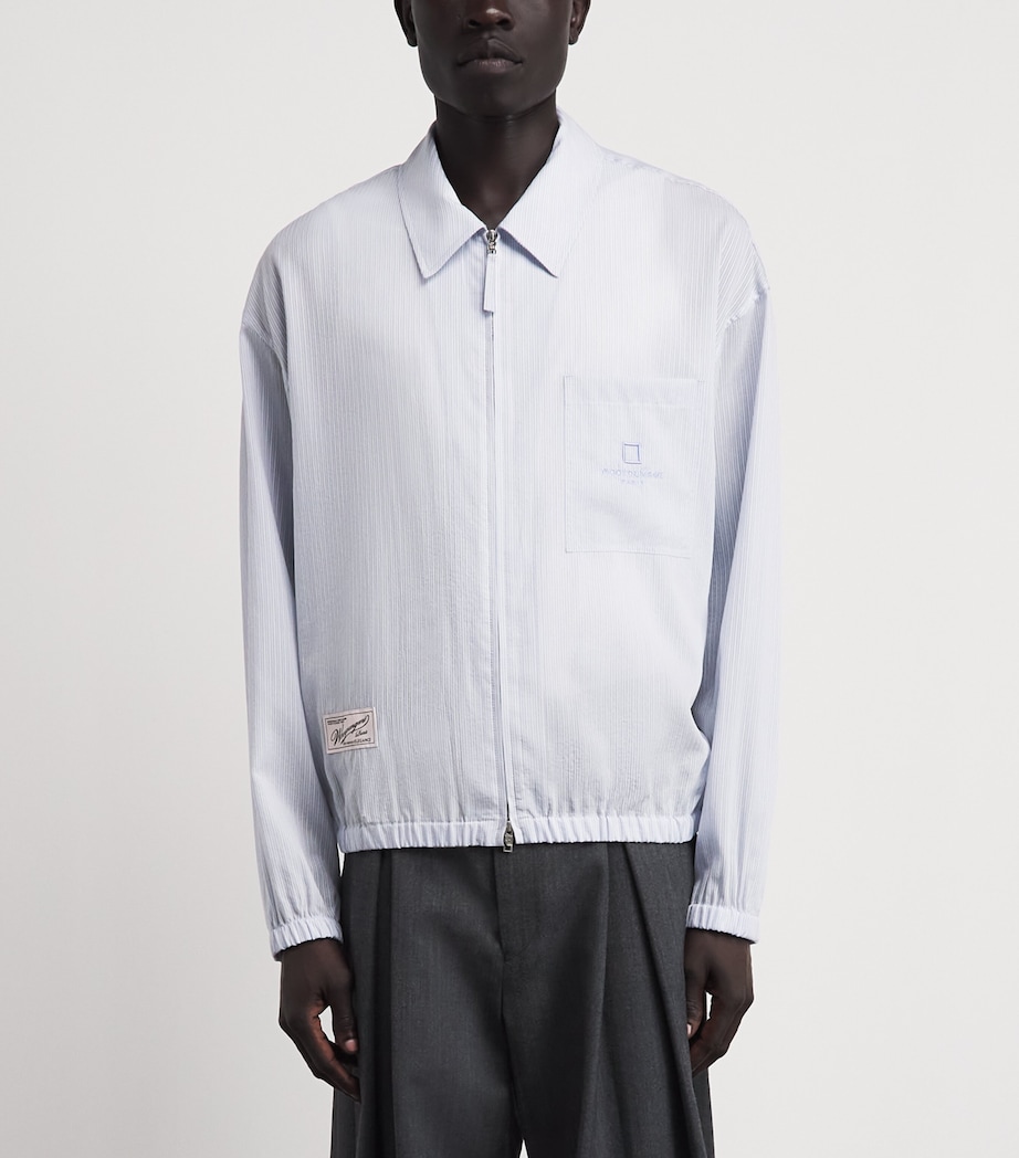 Wooyoungmi Mens Stripe Zip-Up Shirt Blue Image 4