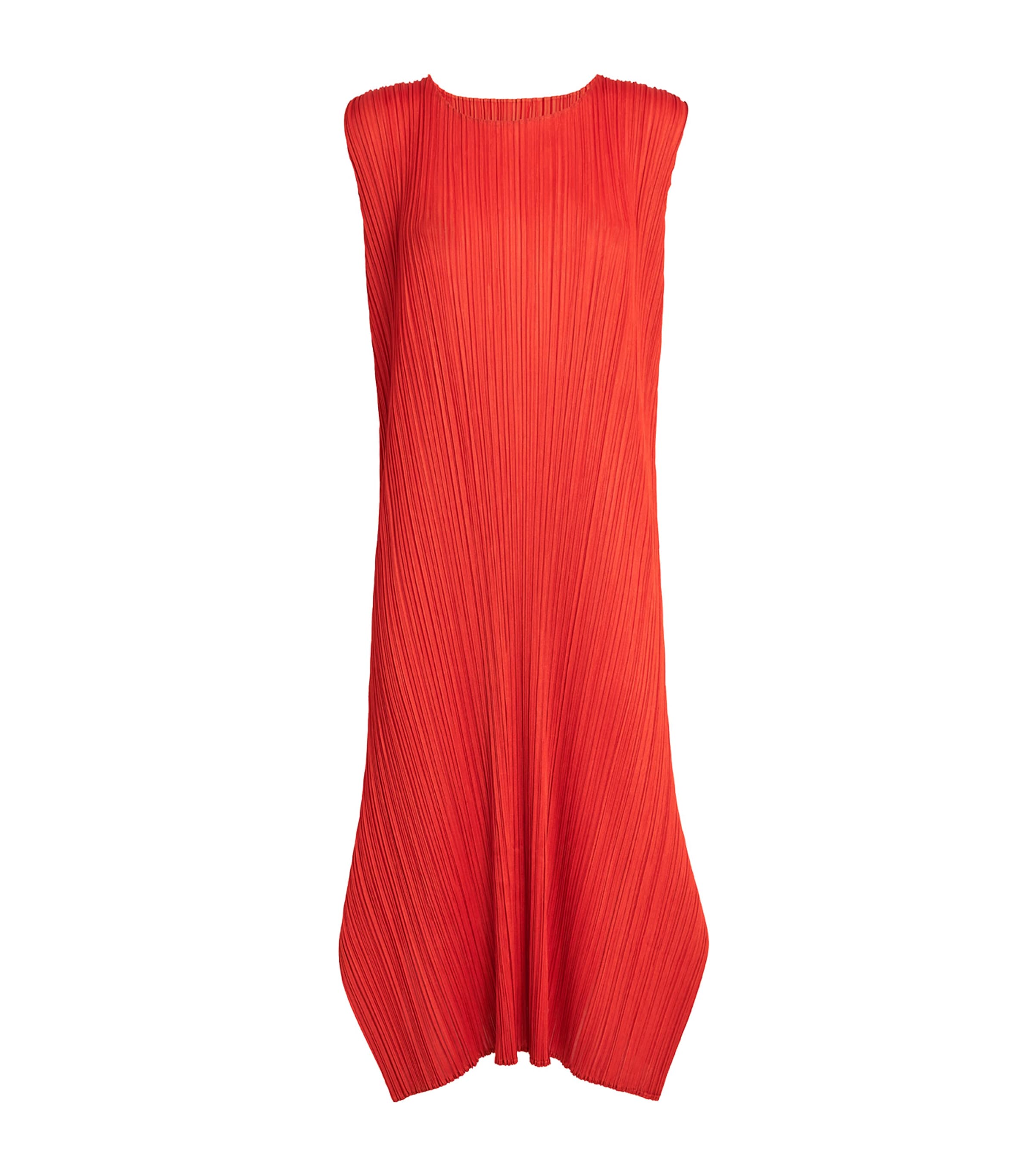 Issey Miyake Womens Bright Red Sleeveless Pleated Knitted Midi Dress In Red