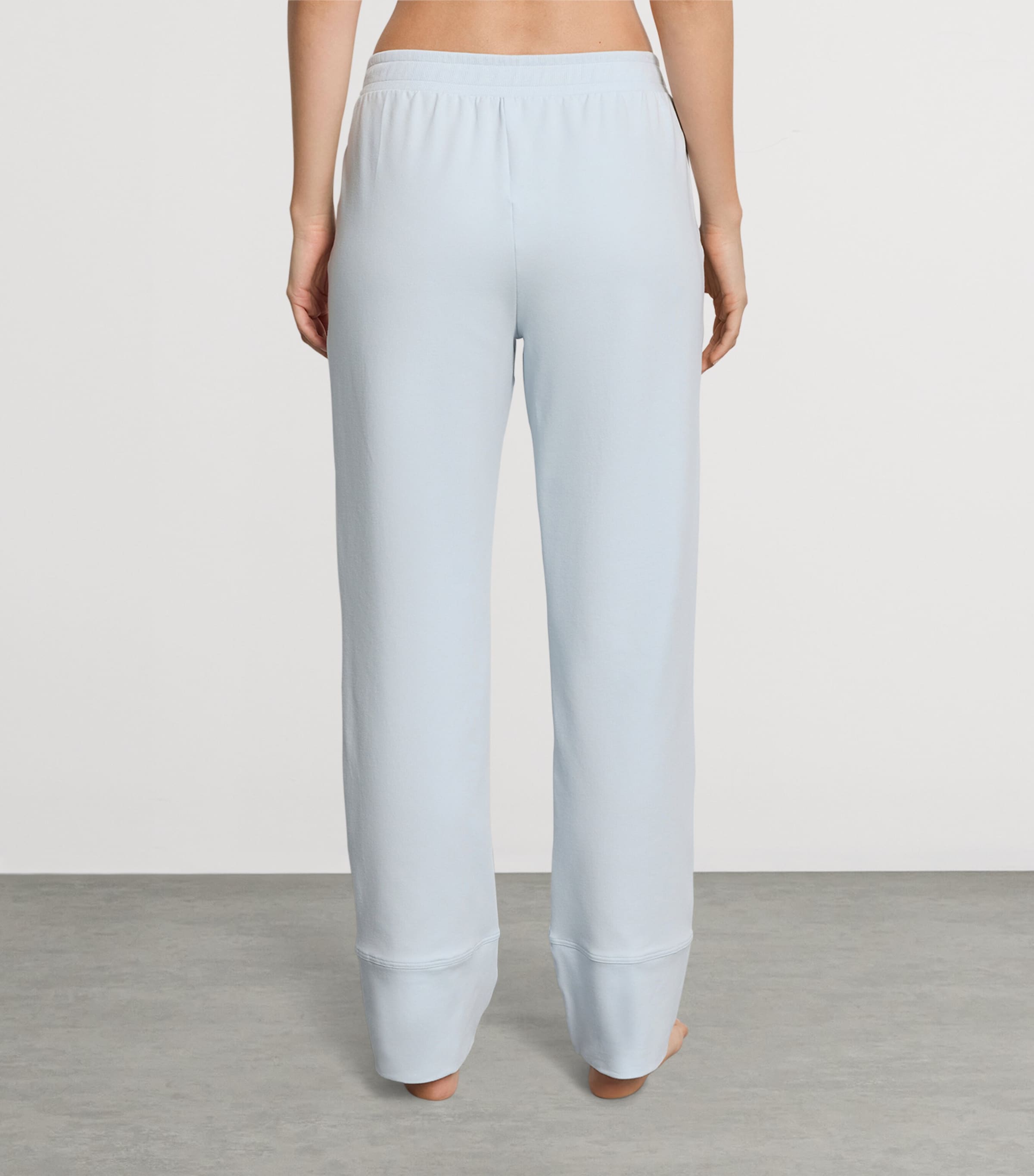 Hanro Womens Stretch-Cotton Natural Living Lounge Trousers Watery Blue Image 3