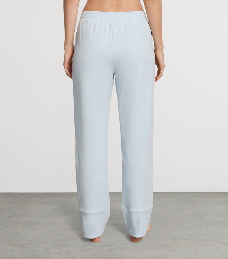 Hanro Womens Stretch-Cotton Natural Living Lounge Trousers Watery Blue Image 3