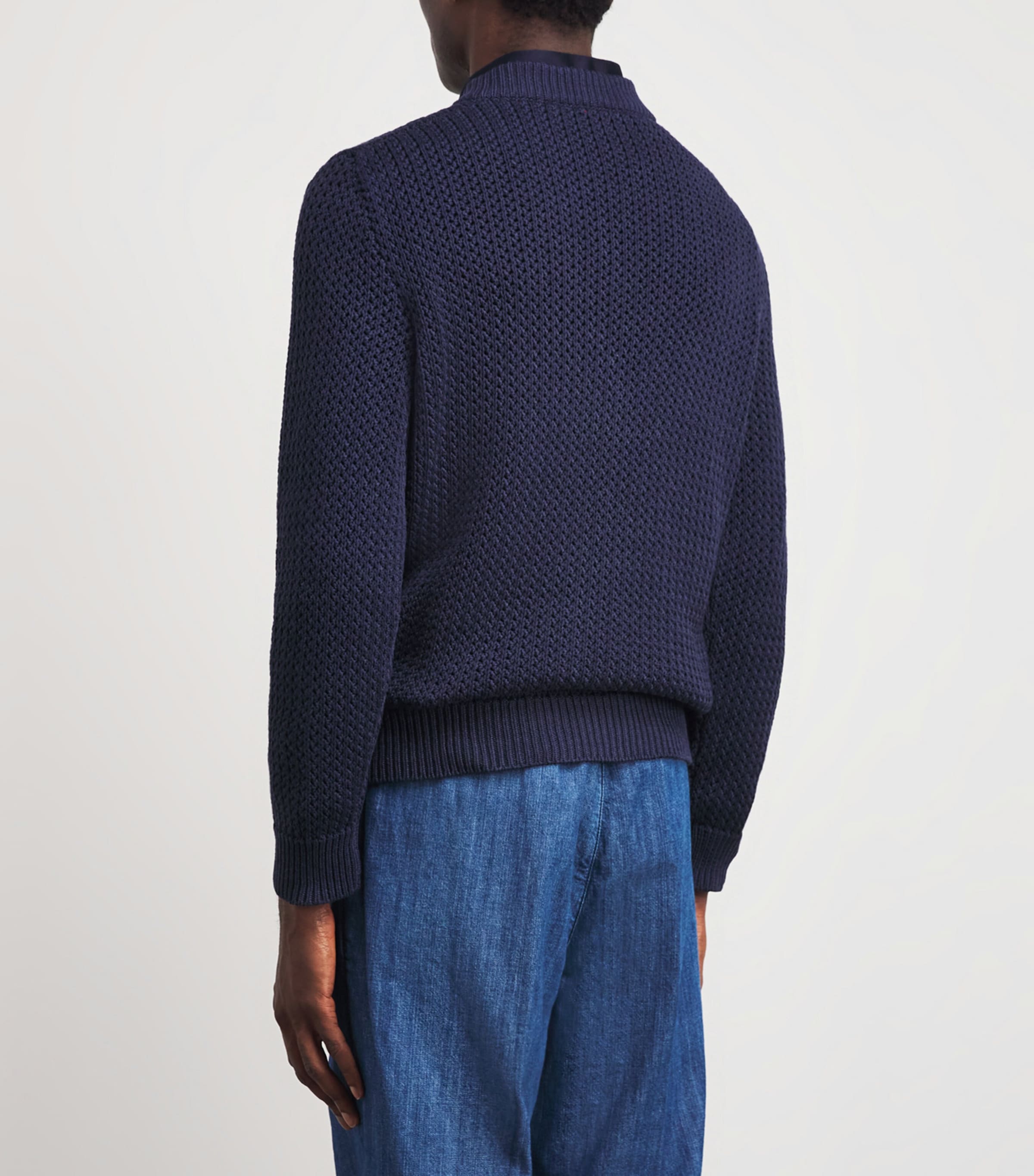 Isaia Mens Silk-Cotton V-Neck Sweater Image 5