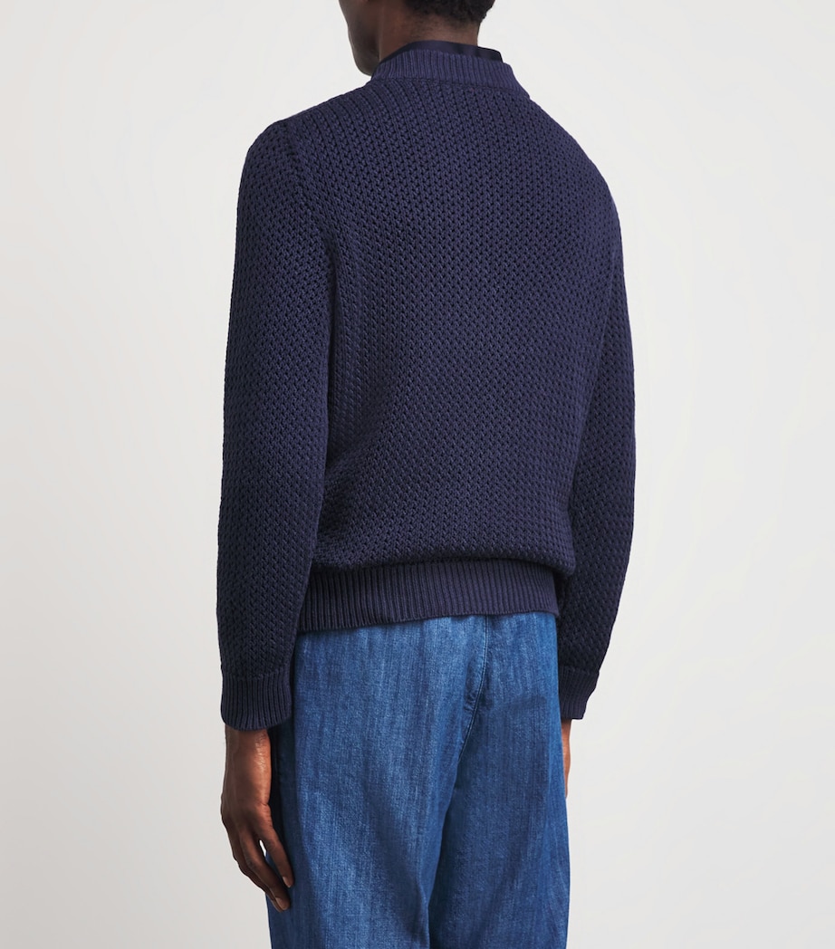 Isaia Mens Silk-Cotton V-Neck Sweater Image 5