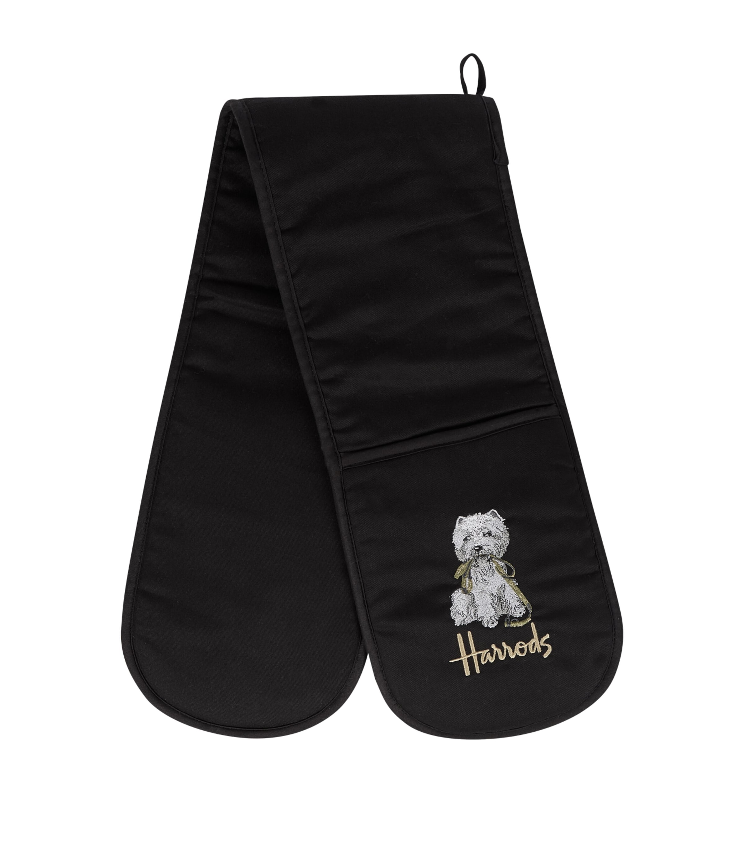 Harrods Westie Double Oven Gloves In Black