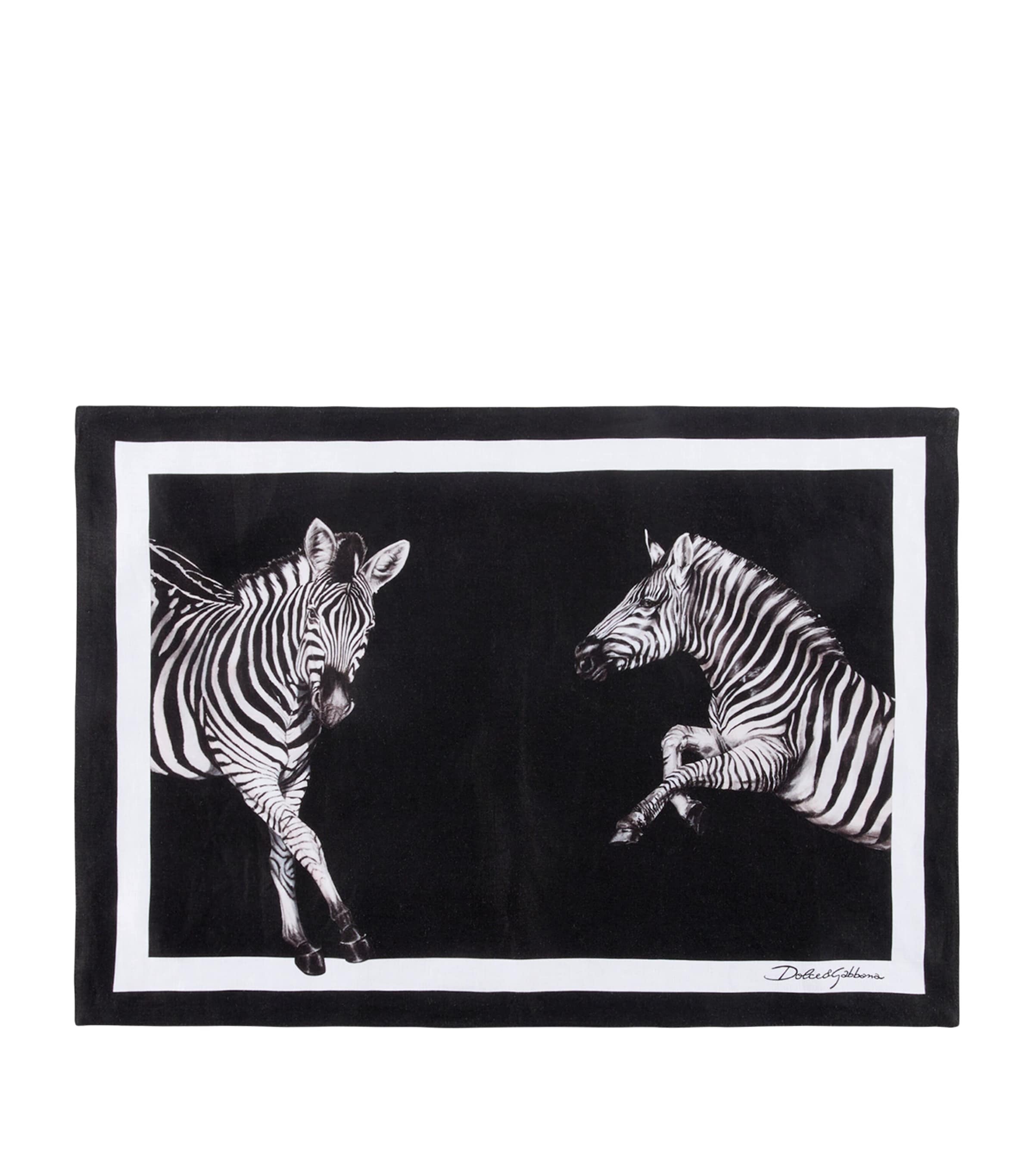 Dolce & Gabbana Casa Linen Zebra Placemat And Napkin Set In Multi