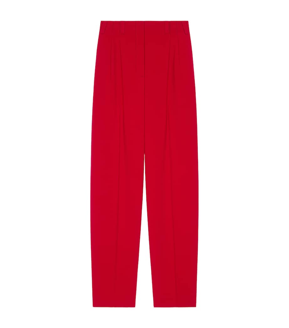 Pleated Straight Trousers DARK RED Image 1