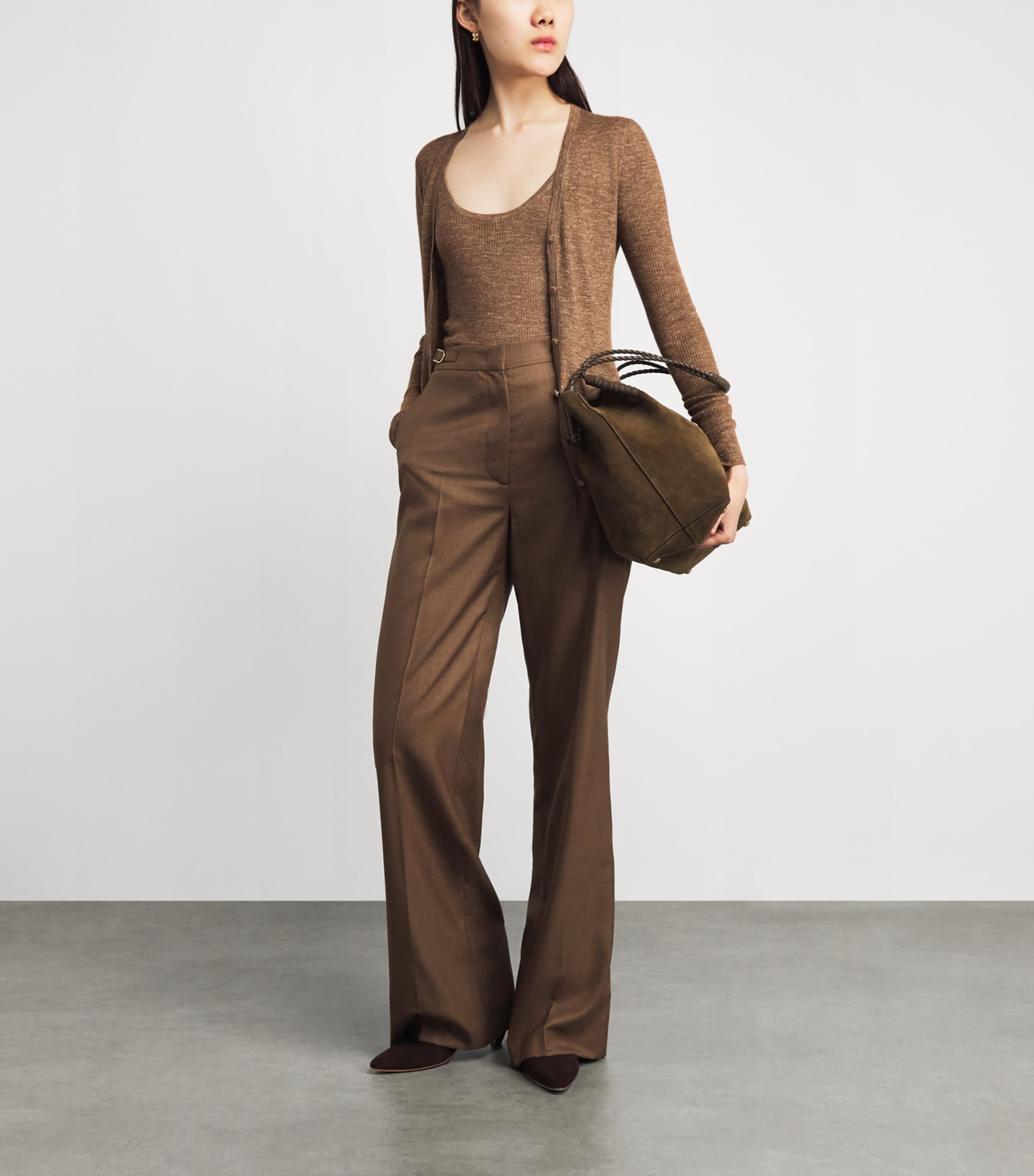 Gabriela Hearst Womens Cashmere-Silk-Hemp Aiste Cardigan Cht Chestnut Image 2