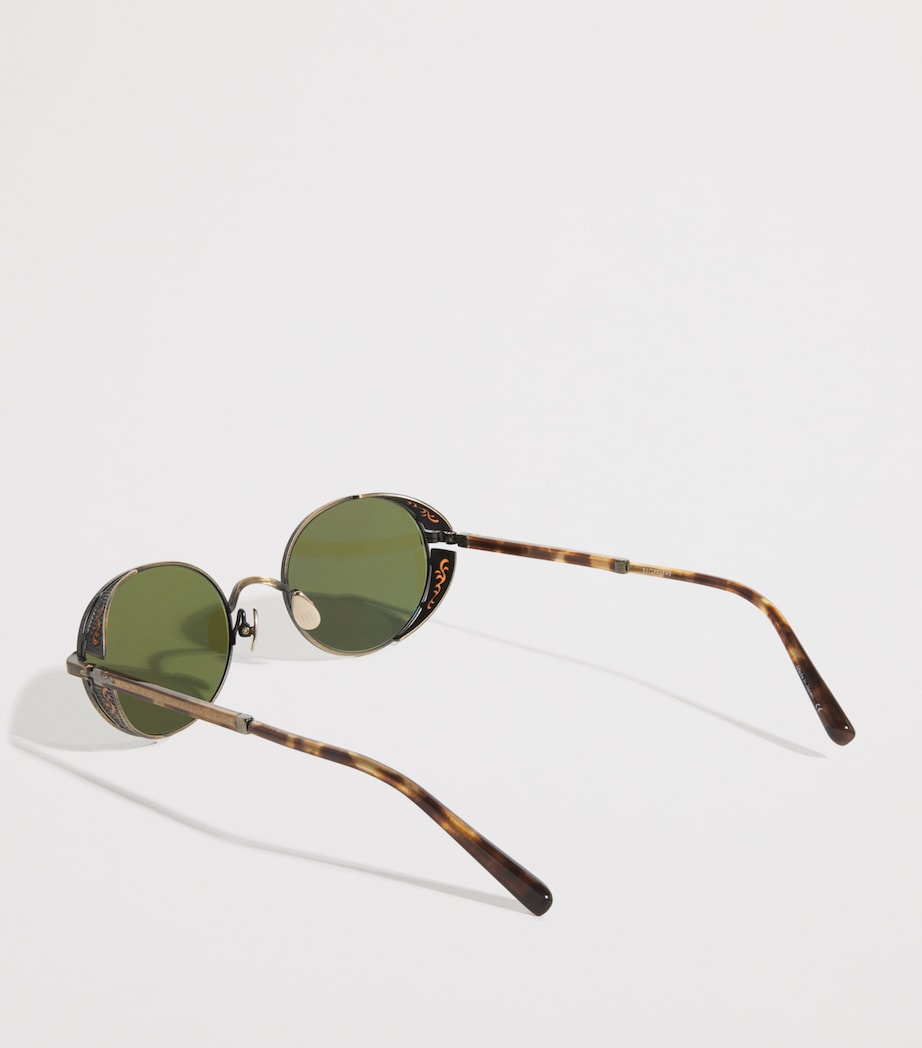 Matsuda M3137 Round Sunglasses Antqu Gld Orng Brn Image 5