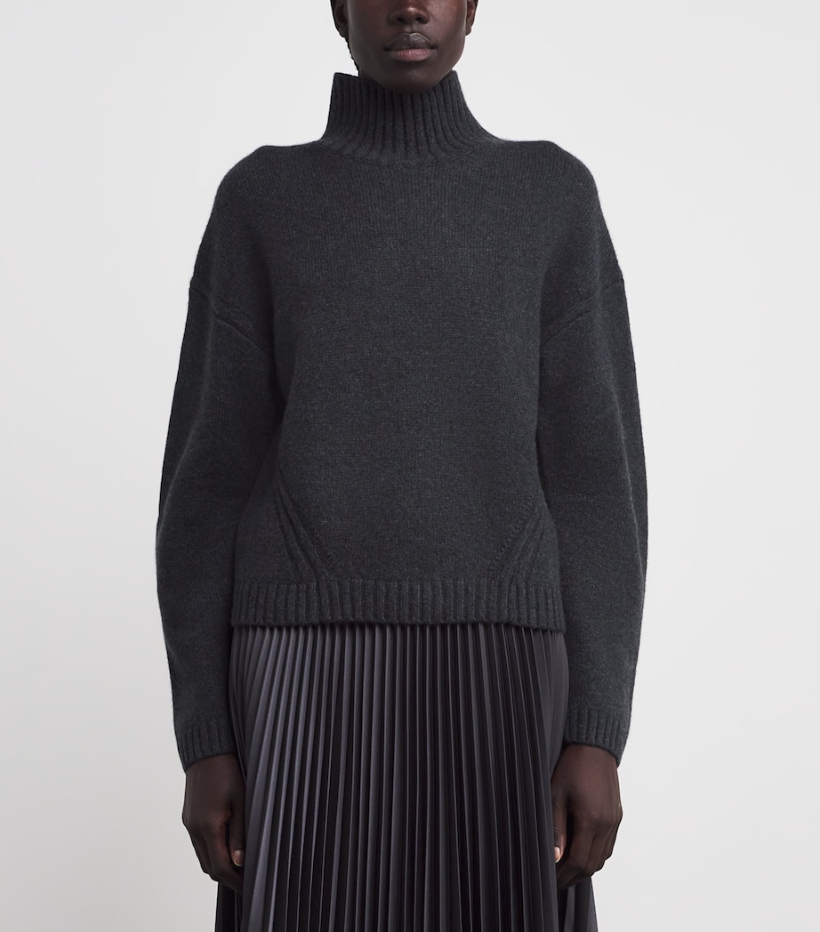 Luxe Cashmere High-Neck Sweater DARK SMOKE Image 3