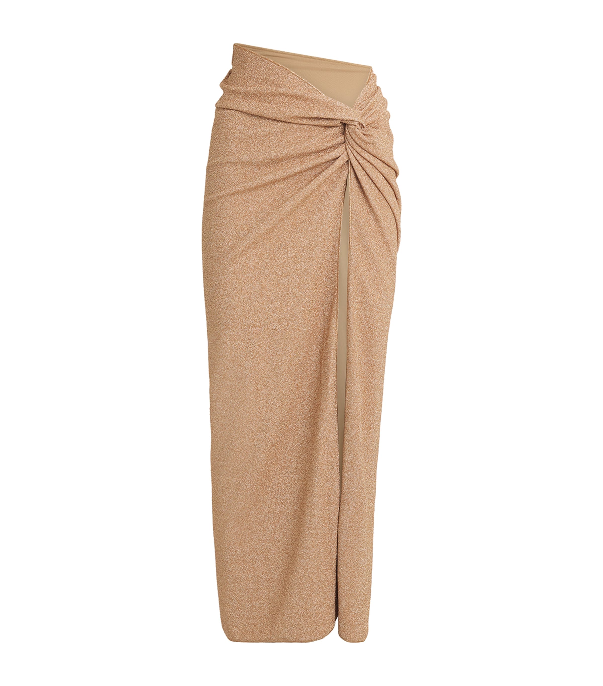 Devon Windsor Womens Glitter Knot Maxi Skirt Gold Shimmer Image 1
