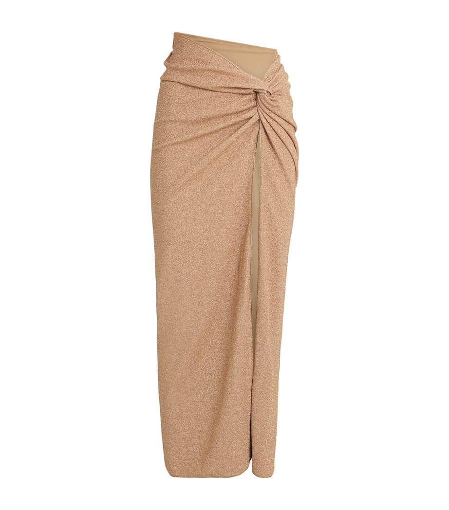 Devon Windsor Womens Glitter Knot Maxi Skirt Gold Shimmer Image 1