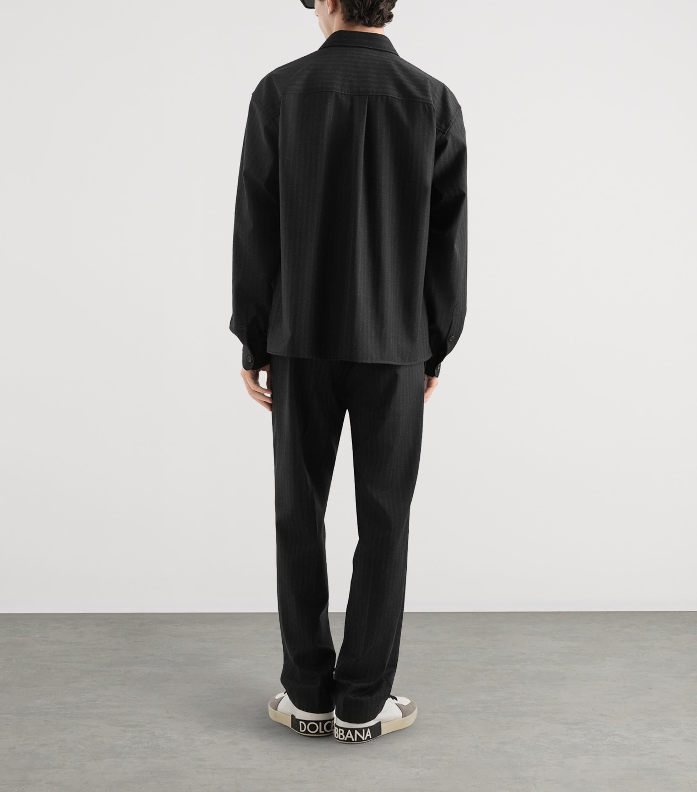 Virgin Wool Pinstripe Drawstring Trousers S8051-STRIPED Image 3