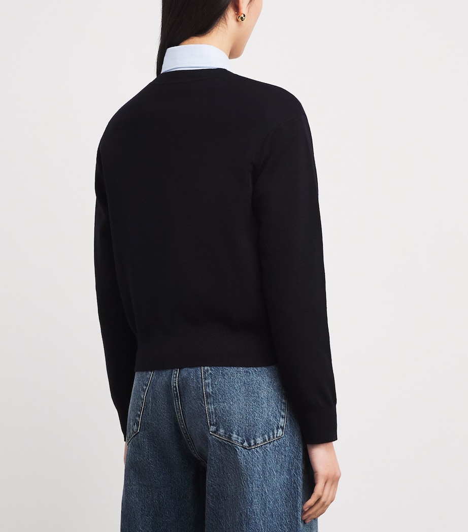 Wool V-Neck Sweater NAVY BLUE Image 4