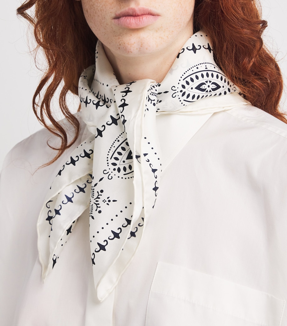 Silk Geometric Print Square Scarf ULTRAMARINE Image 2