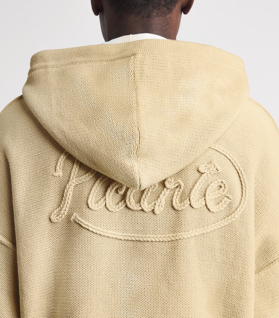 Picante Mens Knitted Reverse-Seam Senna Zip-Up Hoodie Sand Image 3