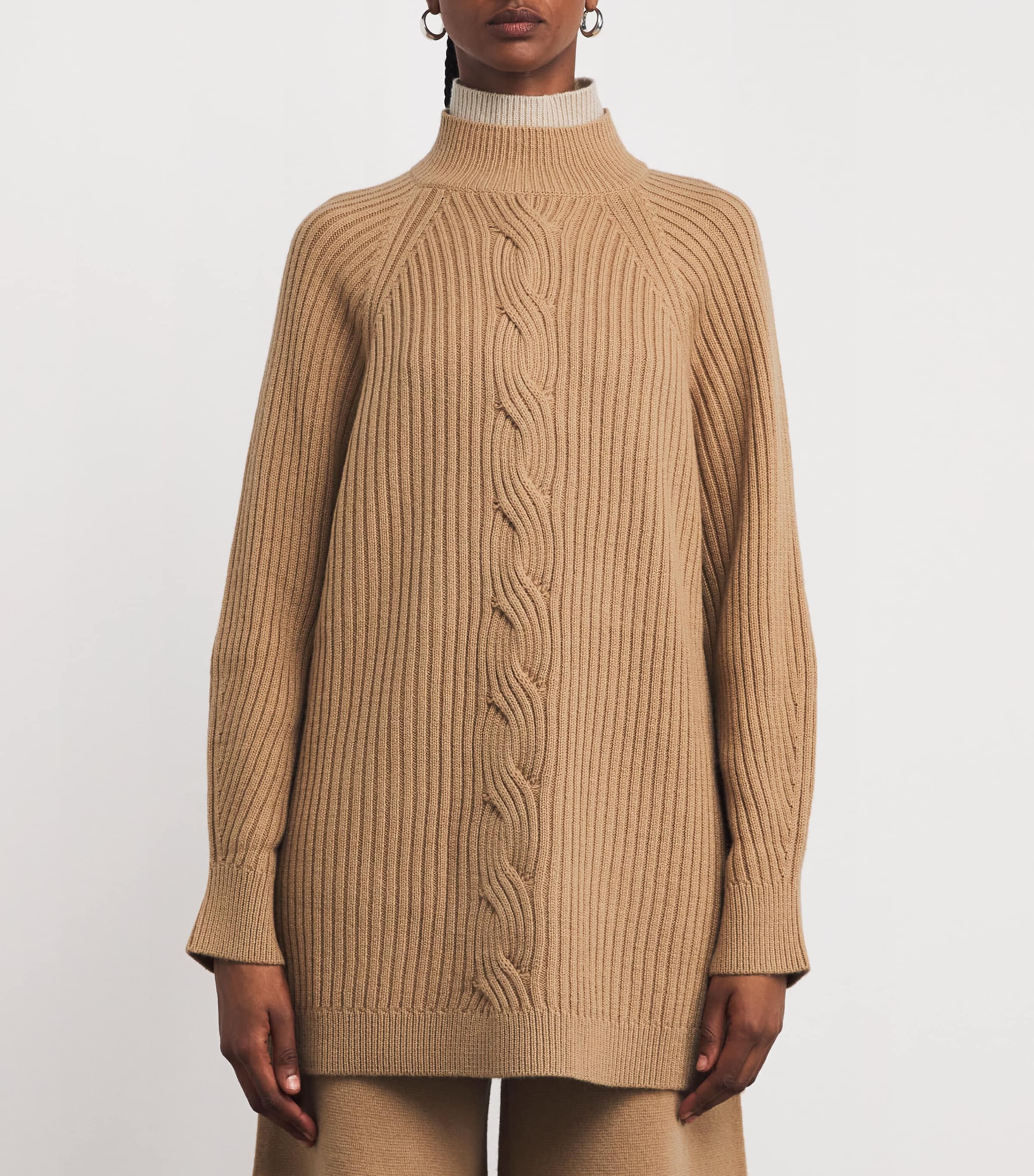 Wool-Cashmere Rib-Knit Sweater CAMEL Image 3