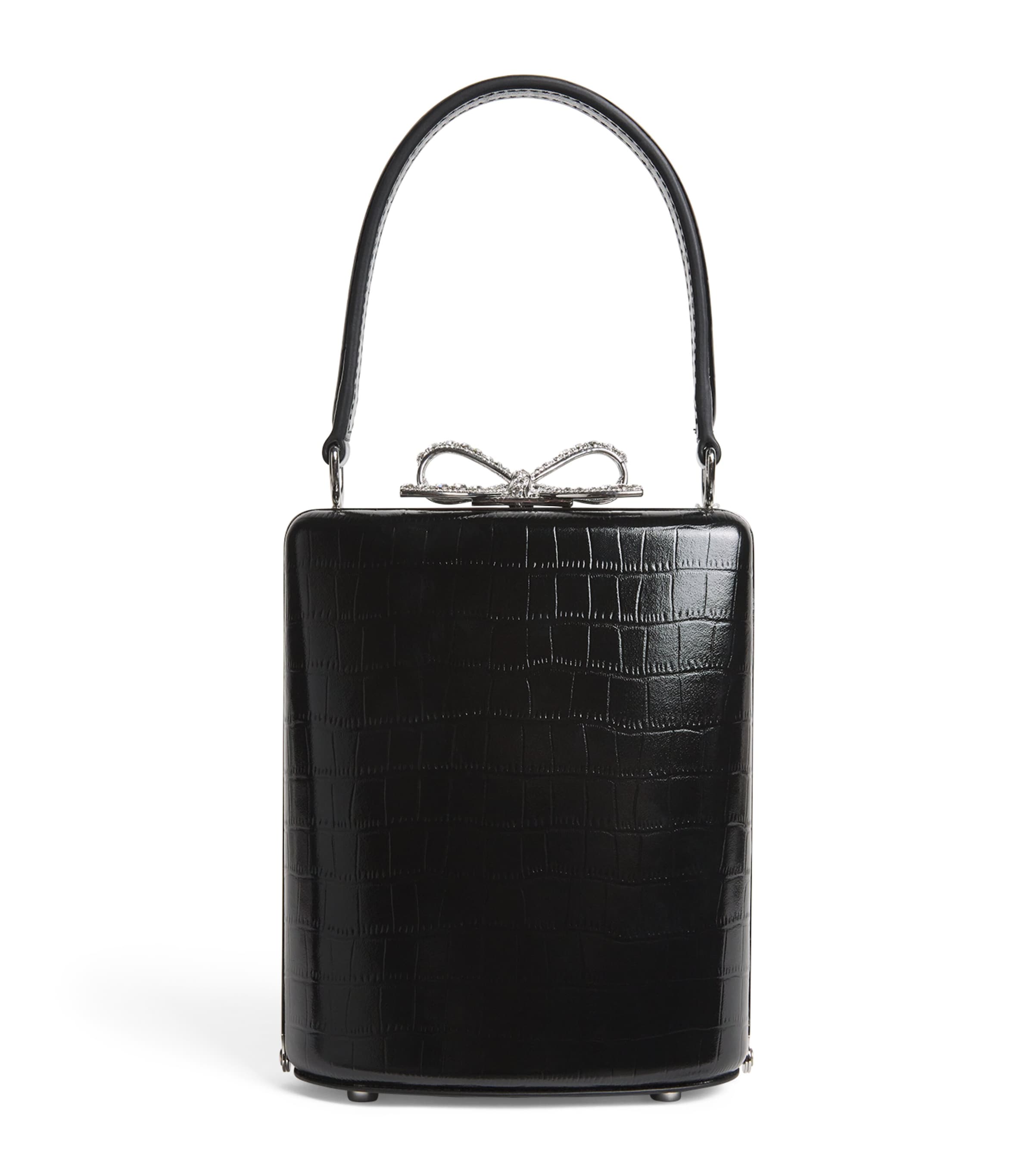 Croc-Embossed Leather Mini Bag BLACK Image 1