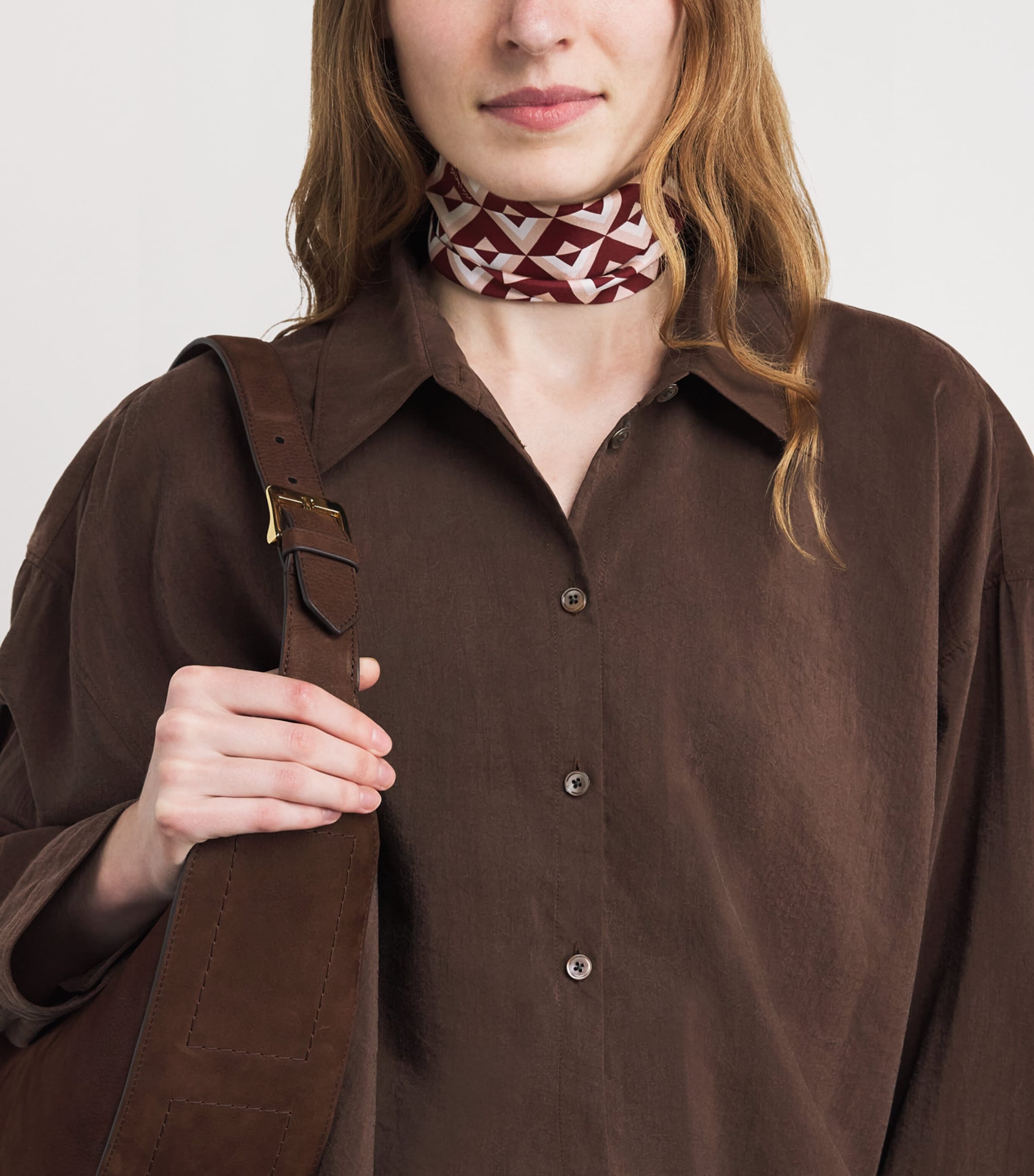 Silk Geometric Print Scarf PINK Image 2