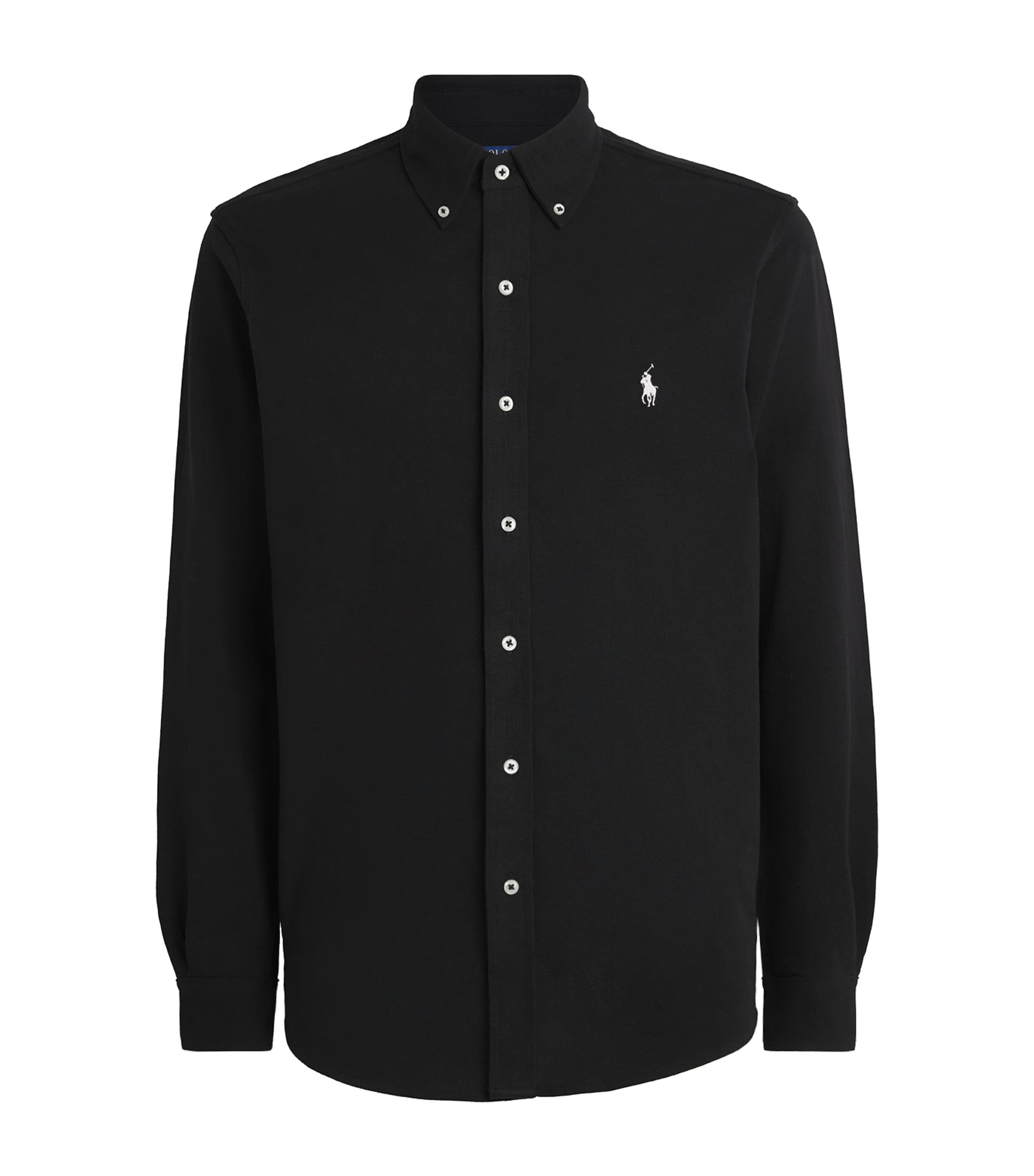 Polo Ralph Lauren Mens Cotton Featherweight Mesh Shirt Black Image 1