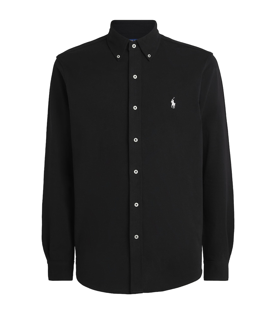 Polo Ralph Lauren Mens Cotton Featherweight Mesh Shirt Black Image 1