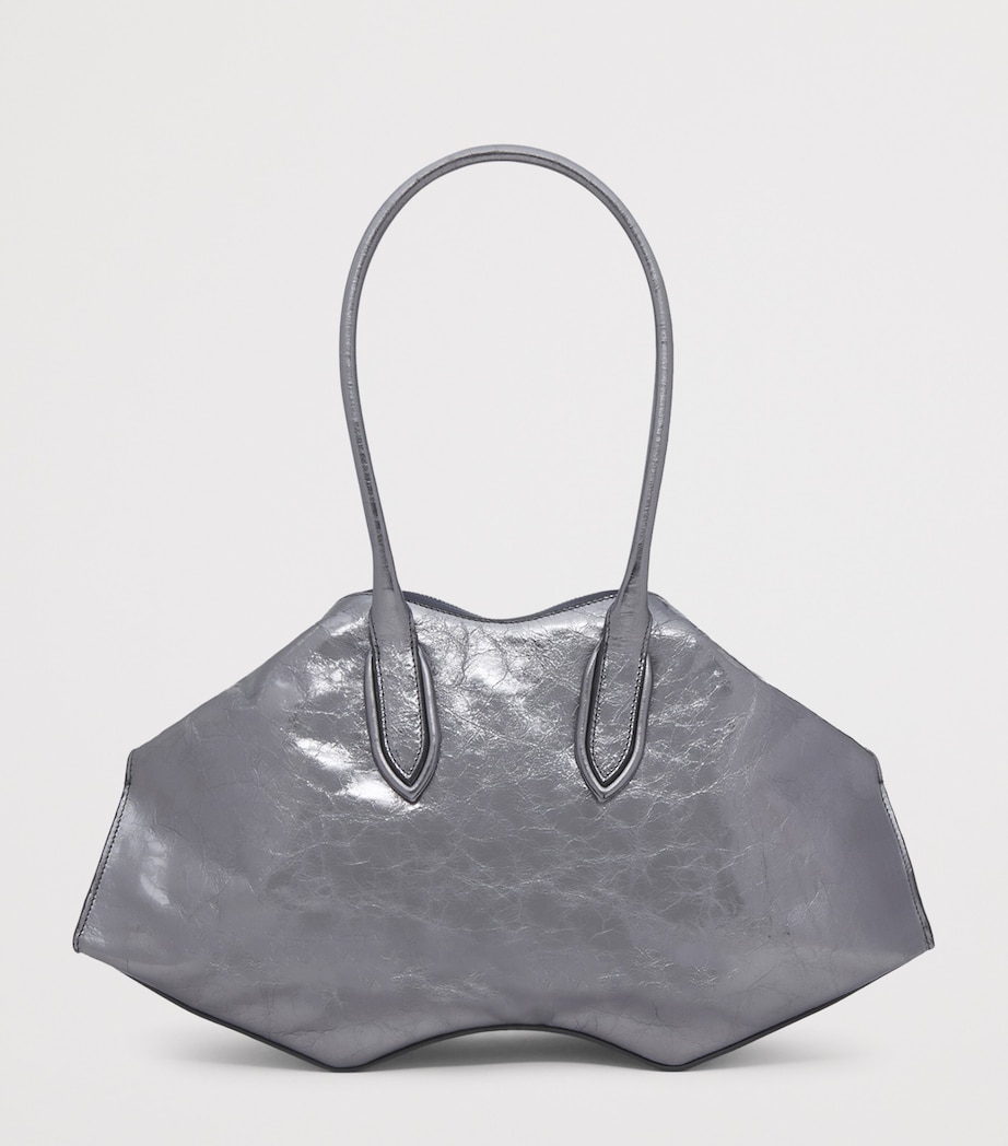 McQueen Metallic Leather Manta Top-Handle Bag Image 4