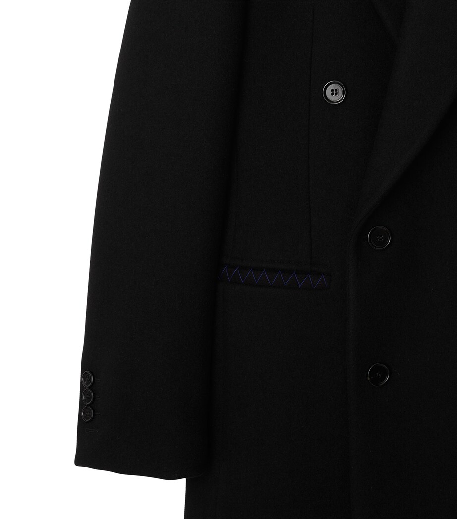 Wool Double-Breasted Tailored Coat BLACK Image 6