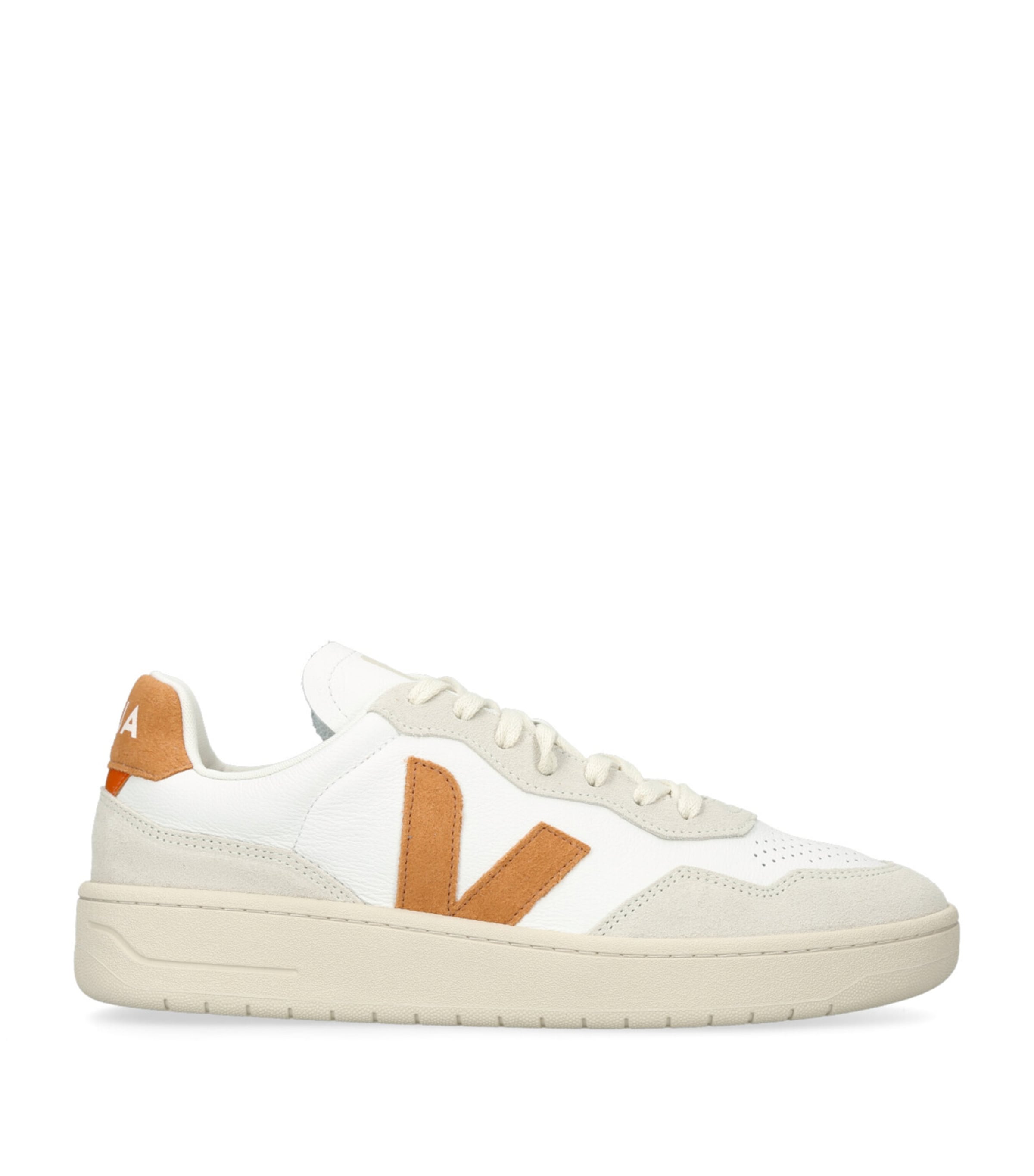 Shop Veja Leather V-90 Sneakers In White