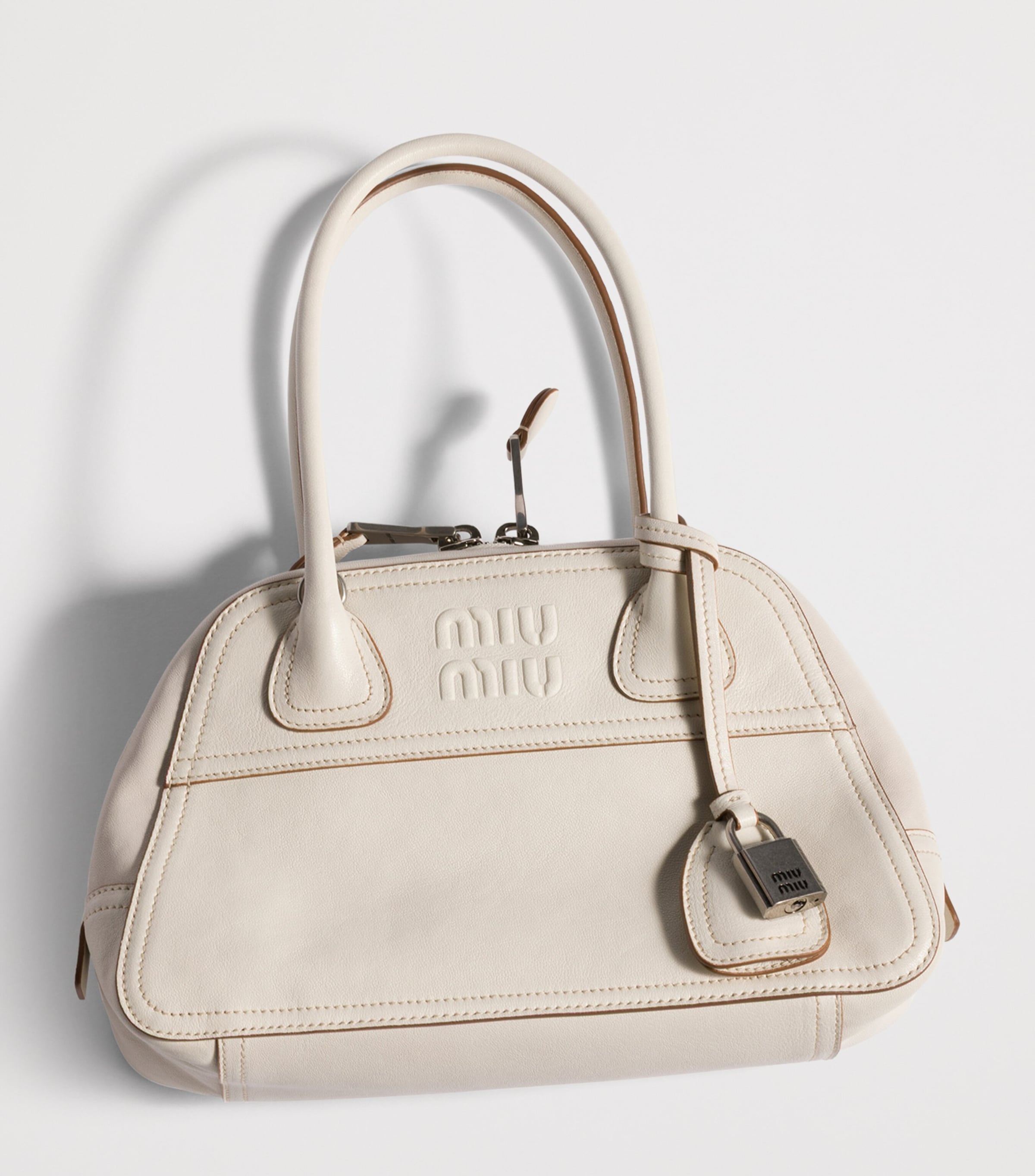 Miu Miu Nappa Leather Vivant Top-Handle Bag Neutral Image 7