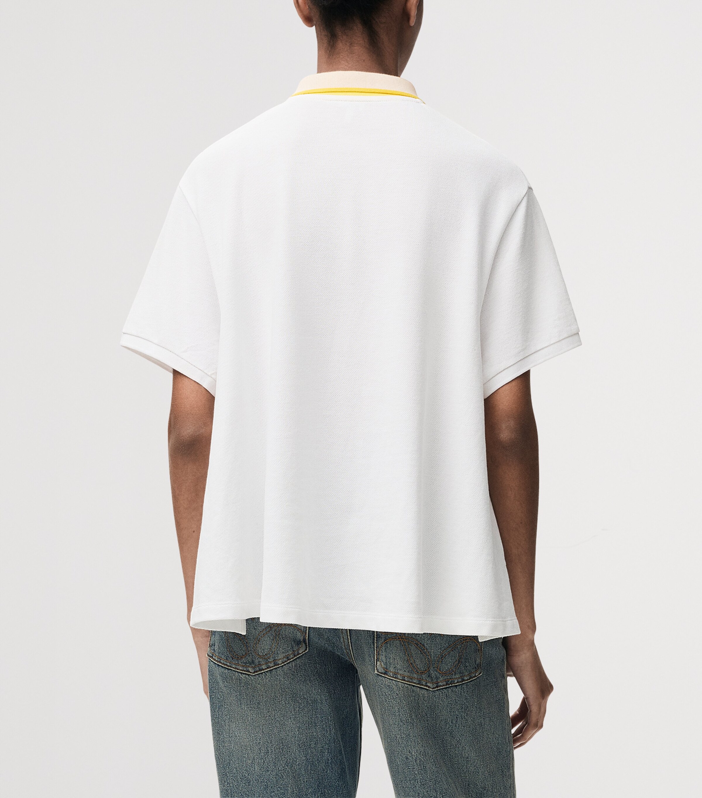 LOEWE Womens Stretch-Cotton Polo Shirt White Image 4