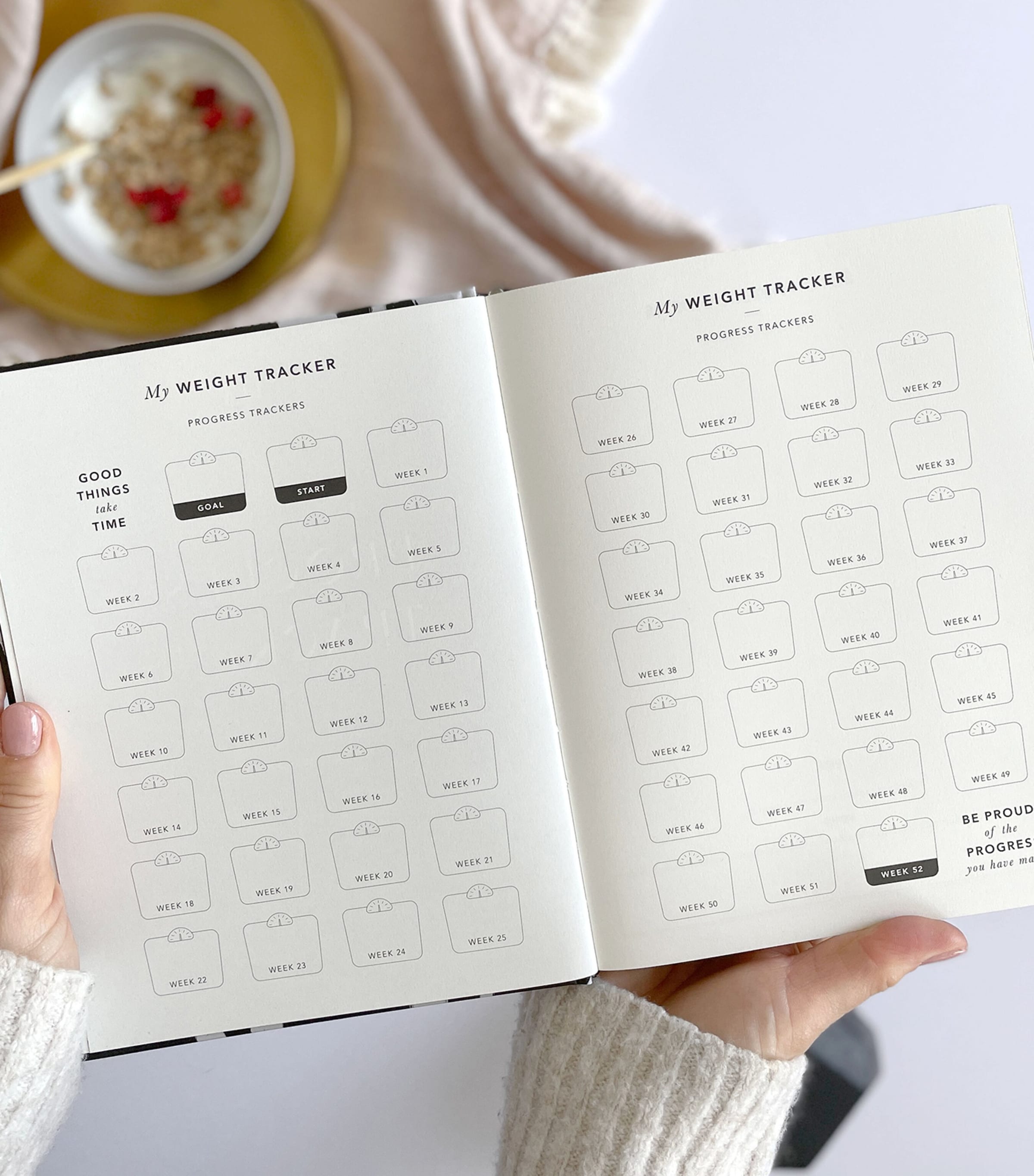 Blush and Gold Daily Fitness & Meal Planner Green, Gold Image 13