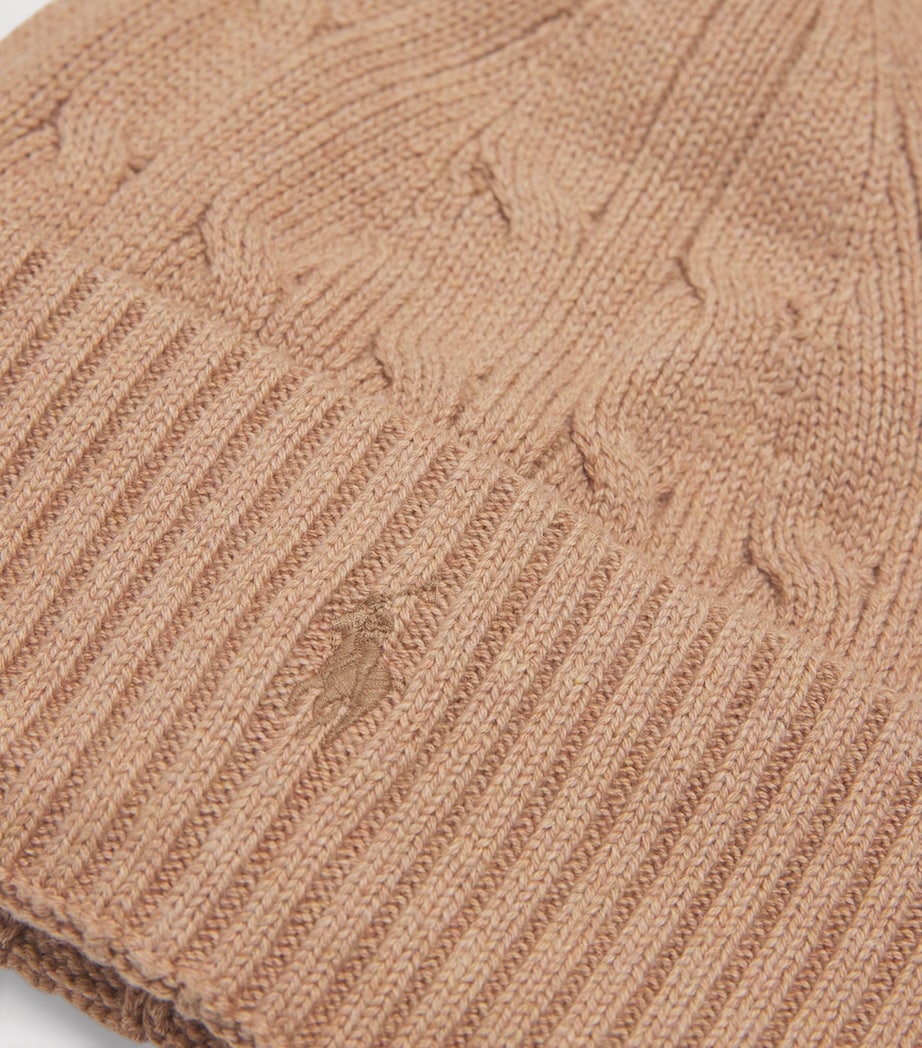 Cotton Mini Logo Beanie (6-9 Years) CAMEL Image 3