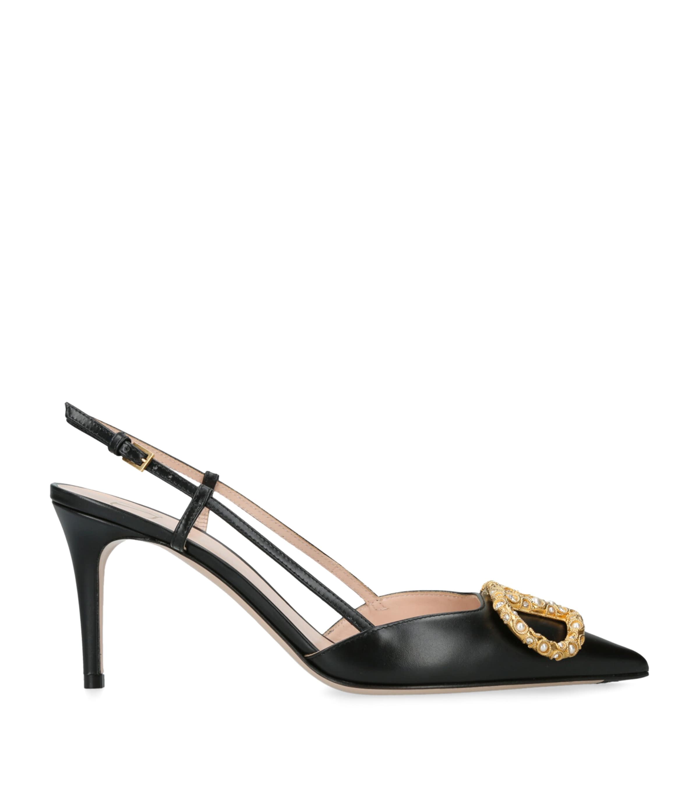【Valentino Garavani】 VLogo 80レザーパンプス Vロゴ シグネチャー パテントレザー スリングバックパンプス 80