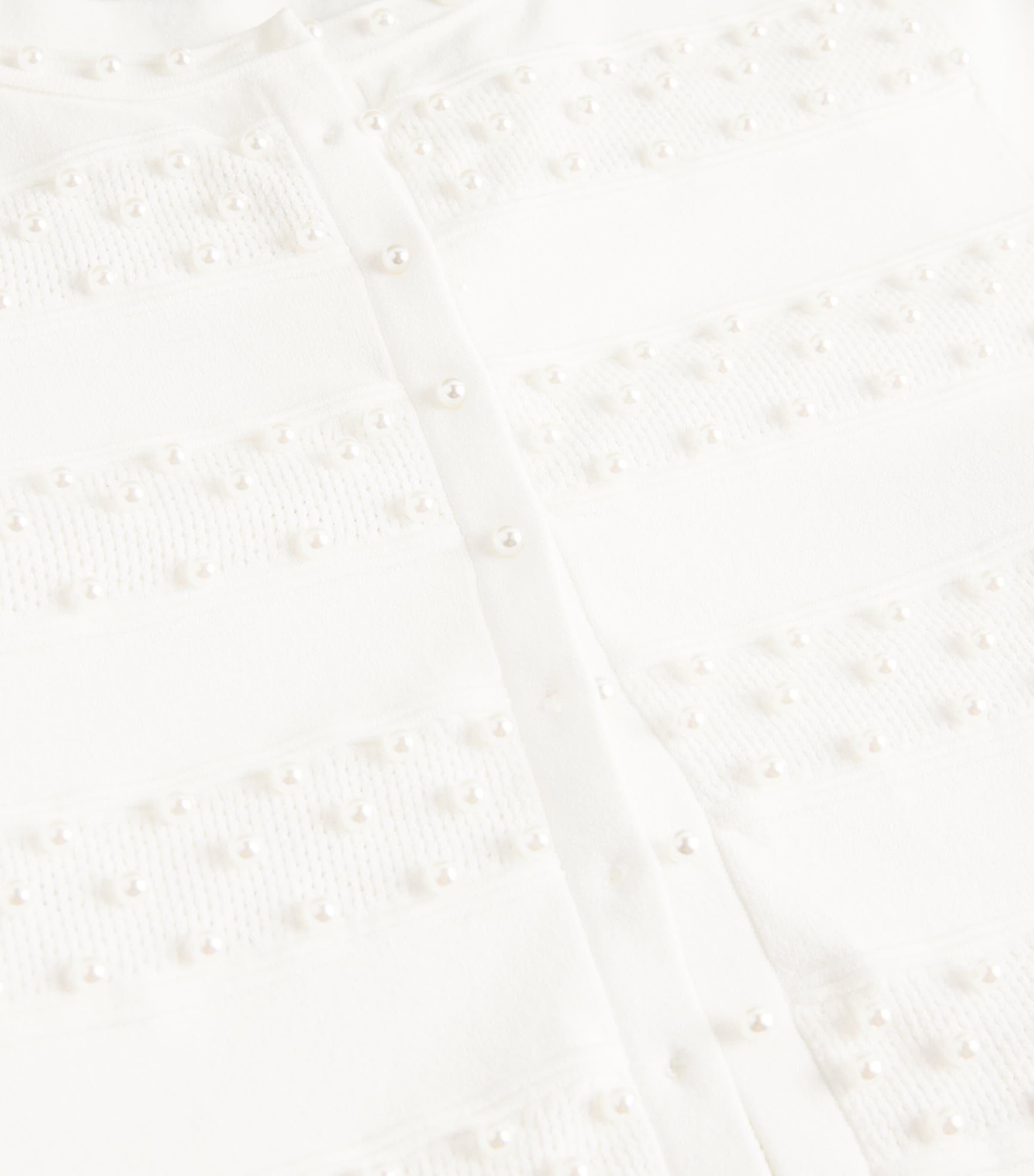 Cropped Beaded Cardigan ECRU Image 5