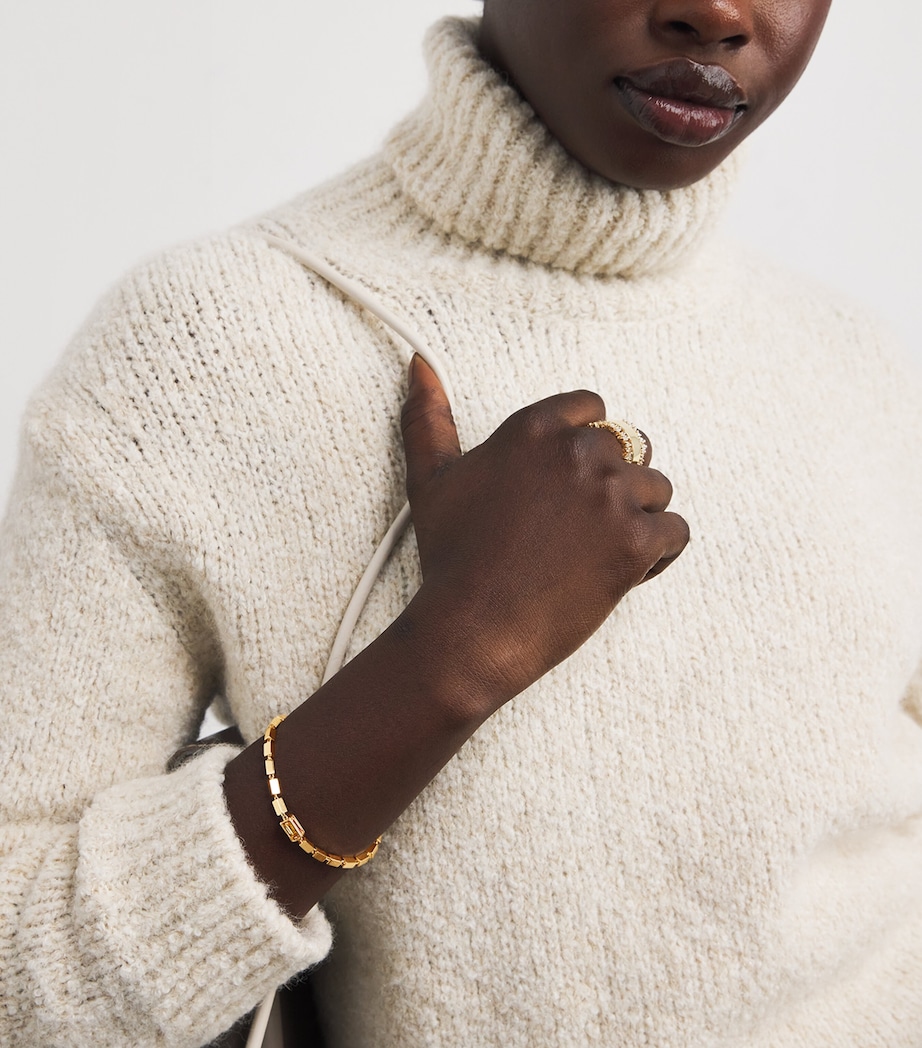 Yellow Gold and Rainbow Sapphire Block-Chain Bracelet 18K YG/PS Image 2