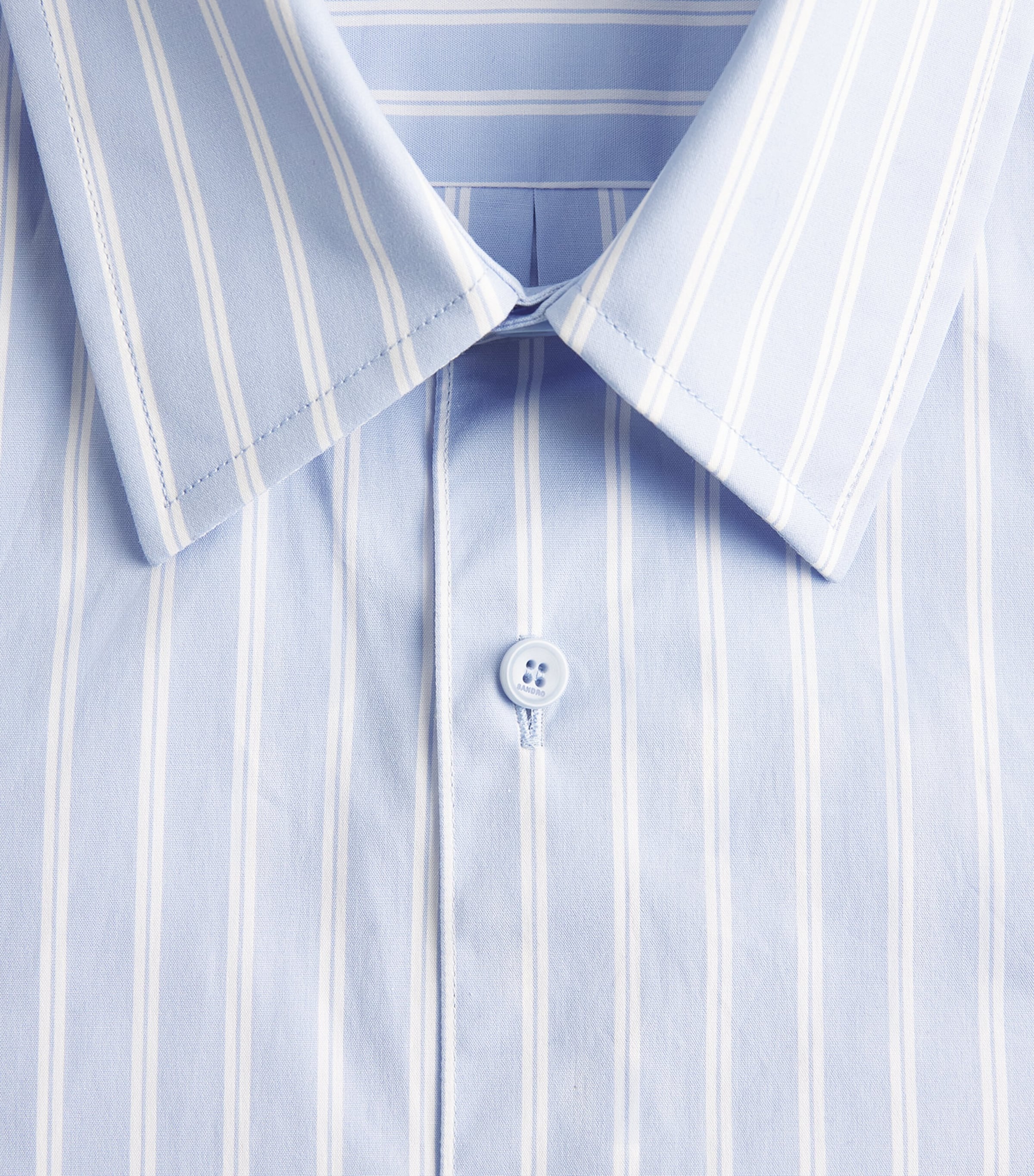 Sandro Paris Mens Cotton Stripe Shirt Sky Blue / White Image 6