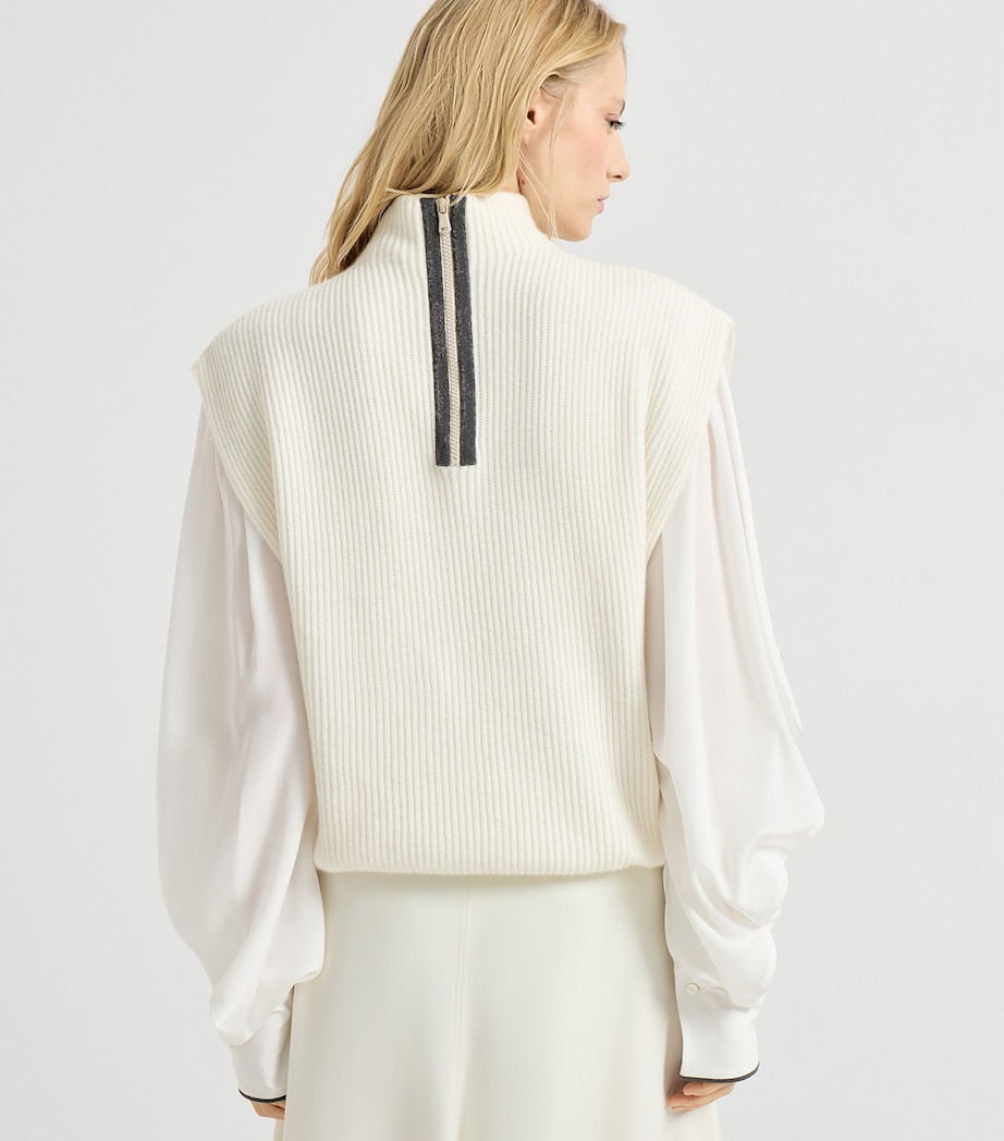 Cashmere Monili Zip-Up Rollneck Sweater Vest CKR53 Image 11